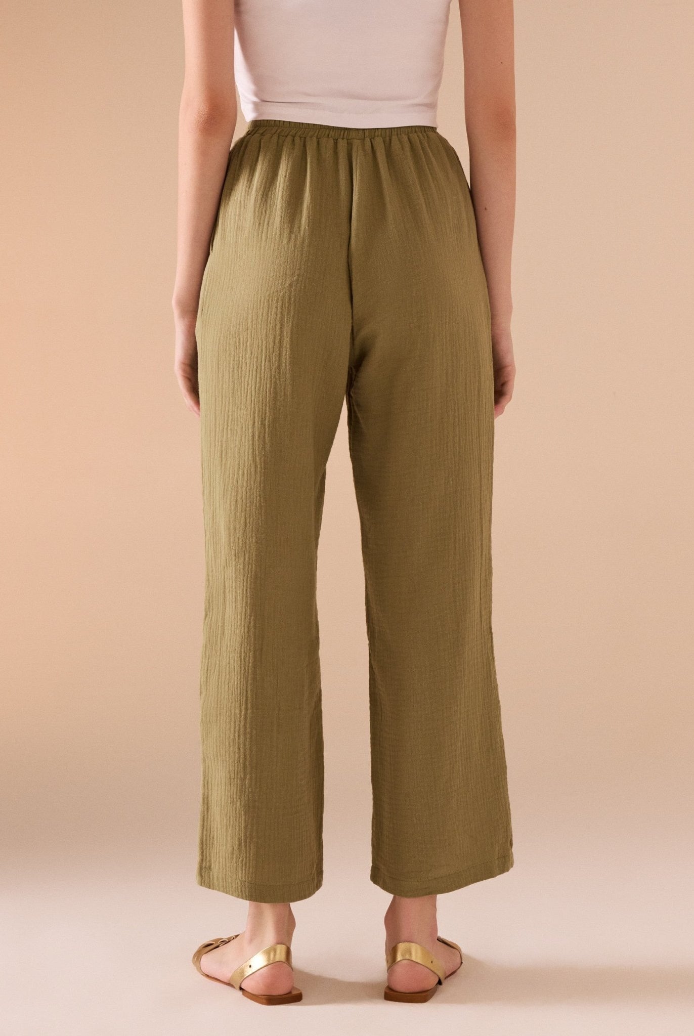 Cotton Elastic Waistband Pant - shopaleena