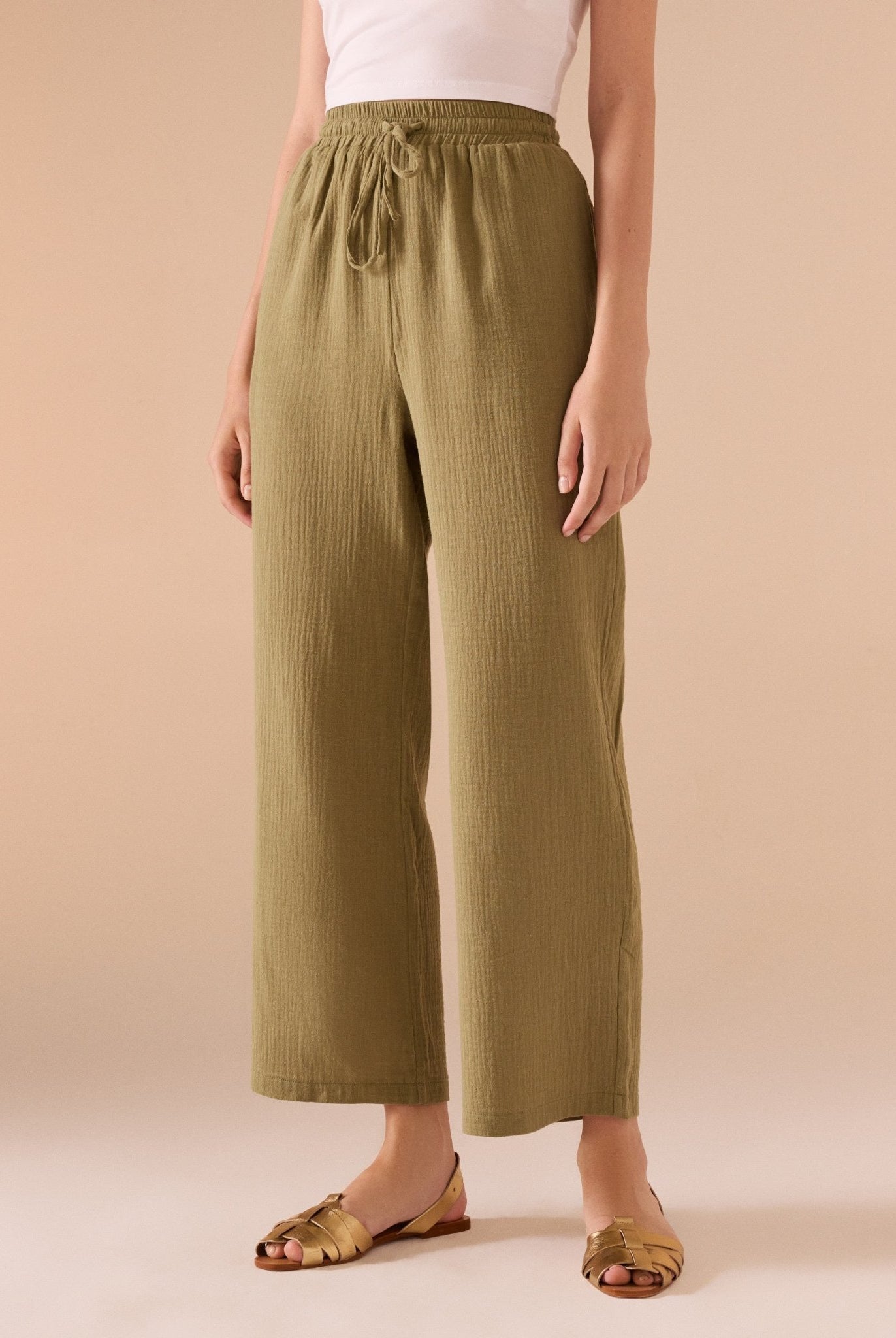 Cotton Elastic Waistband Pant - shopaleena