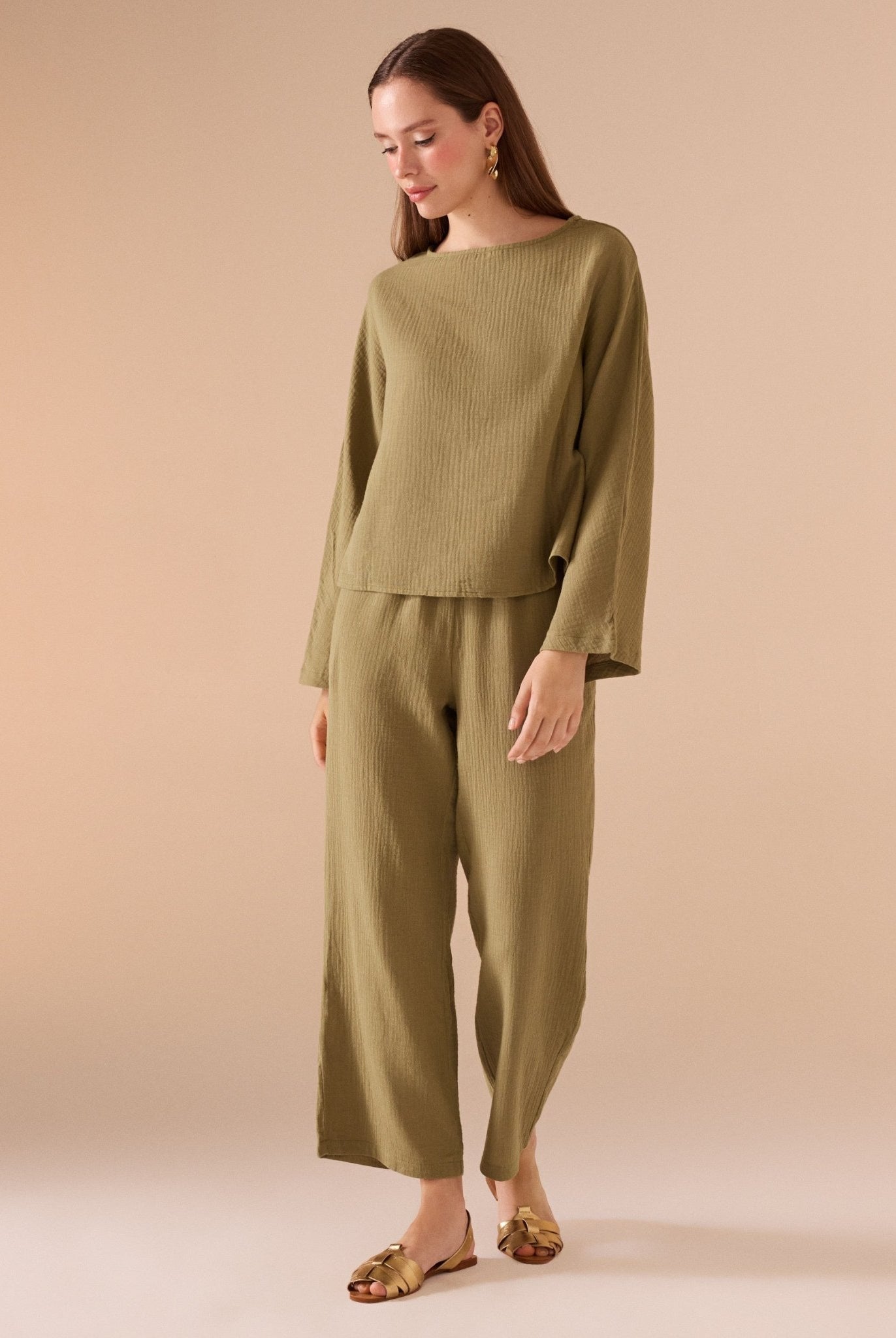 Cotton Elastic Waistband Pant - shopaleena