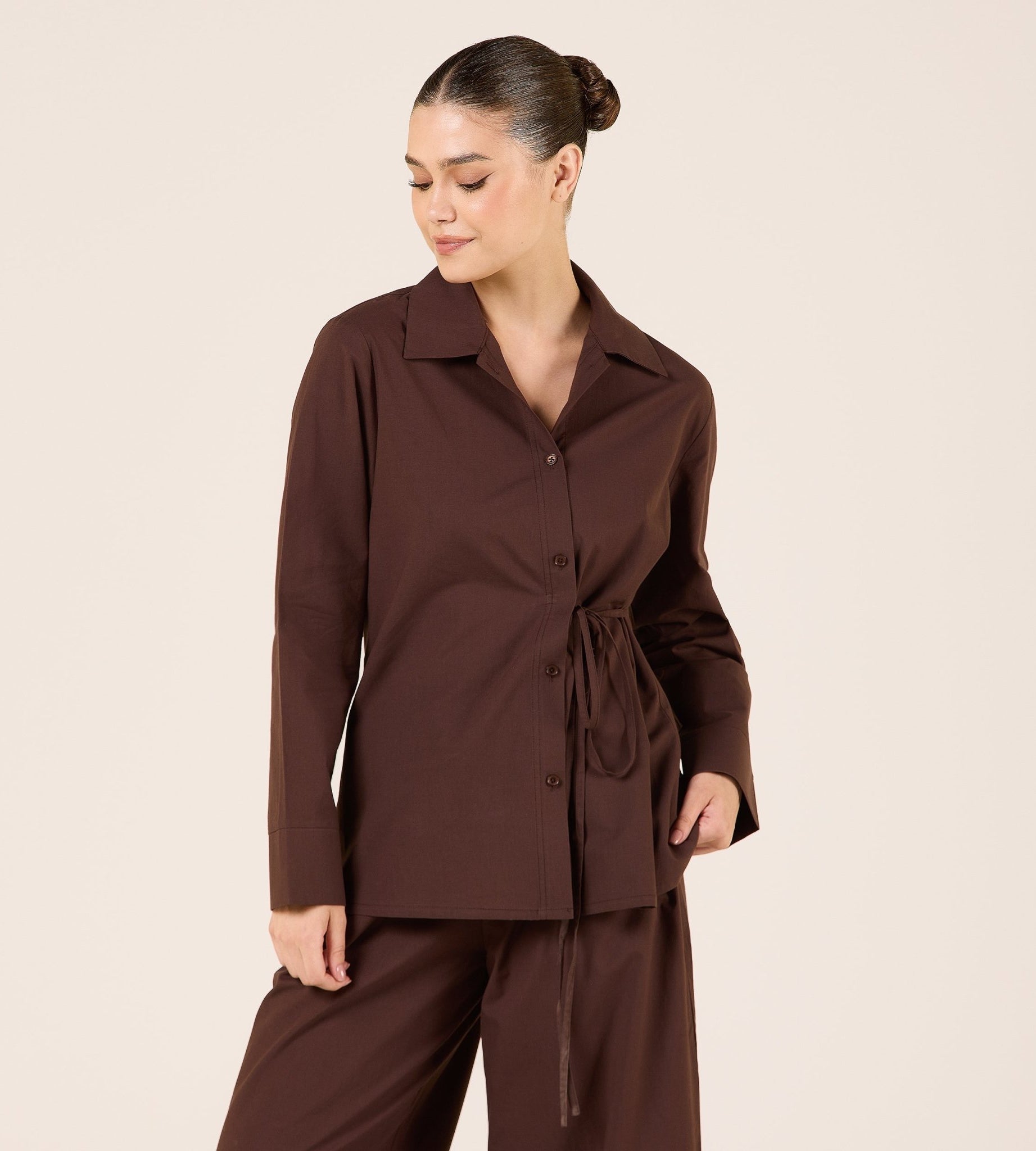 Cotton Floral Print Side Tie Shirt - shopaleena