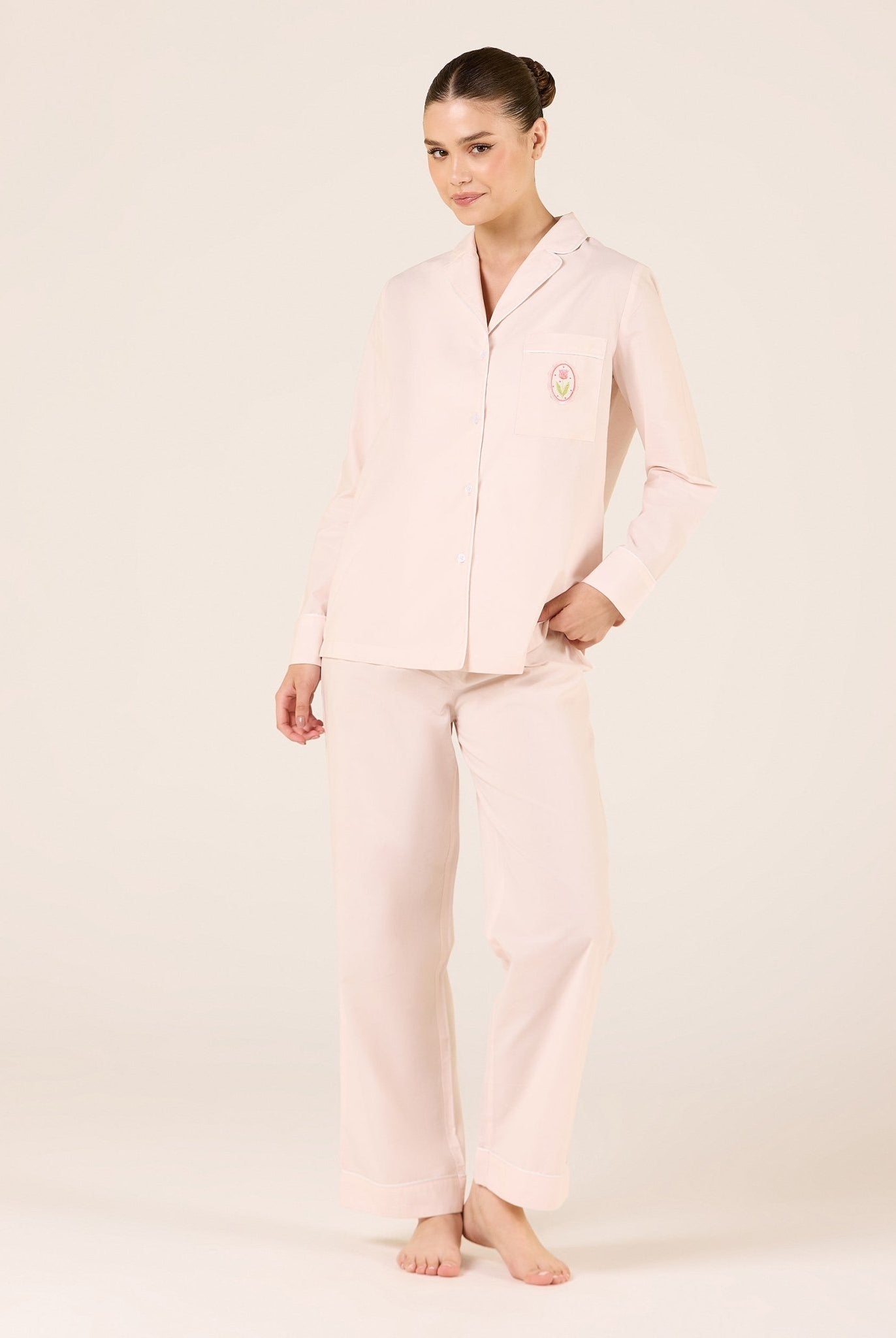 Cotton Notched Collar Shirt - shopaleena