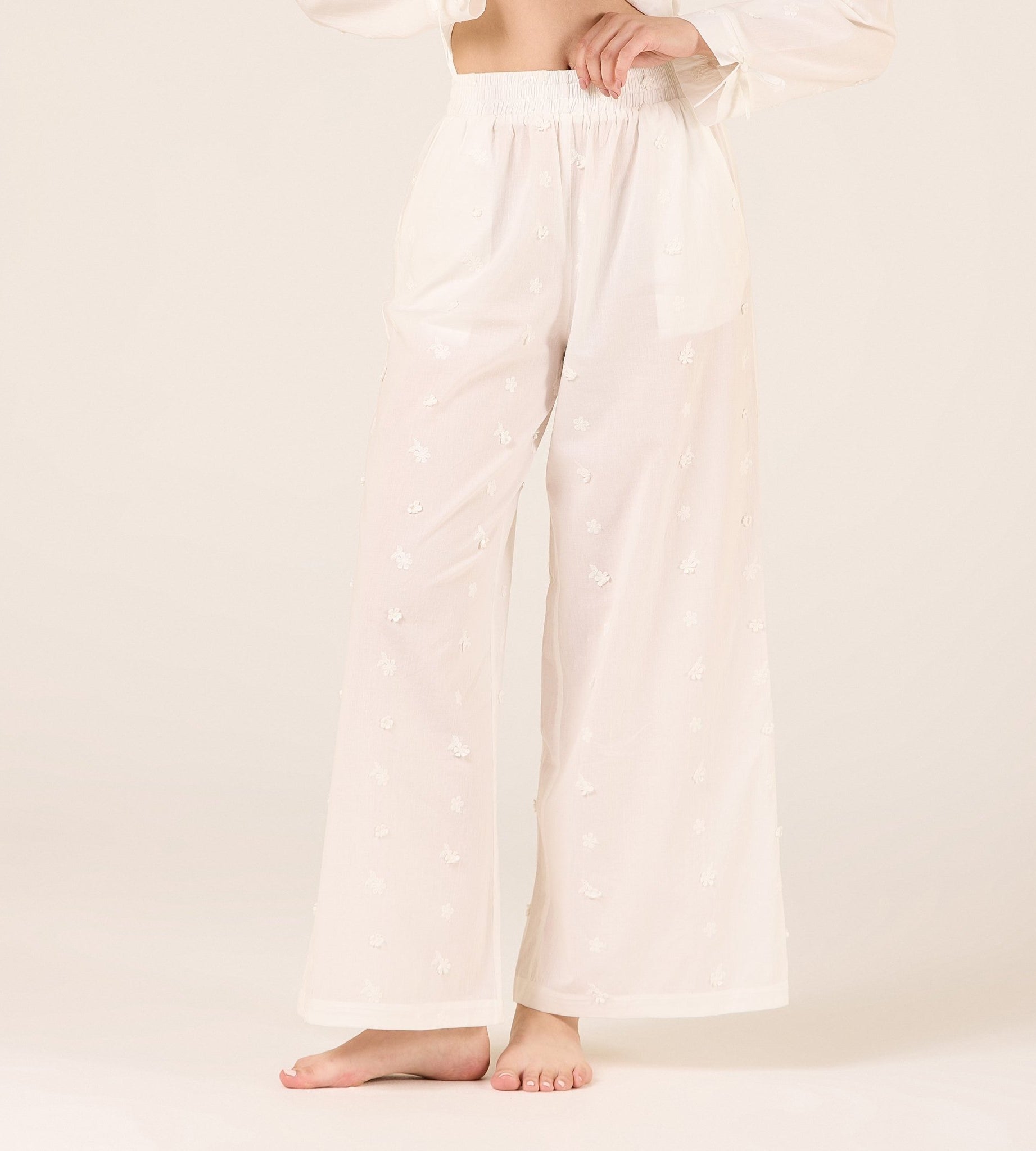 Cotton Pants with Elastic Waist - shopaleena