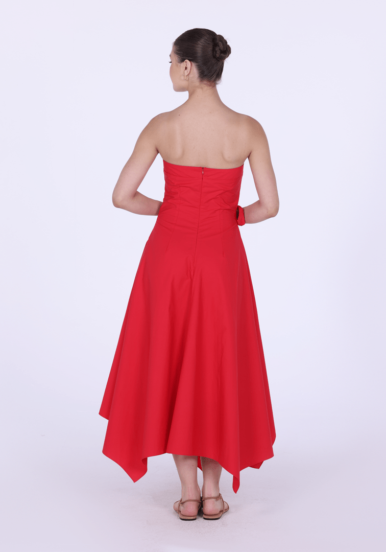 Cotton Poplin One - Shoulder Wrapped Midi Dress - shopaleena