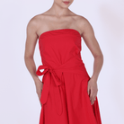 Cotton Poplin One - Shoulder Wrapped Midi Dress - shopaleena