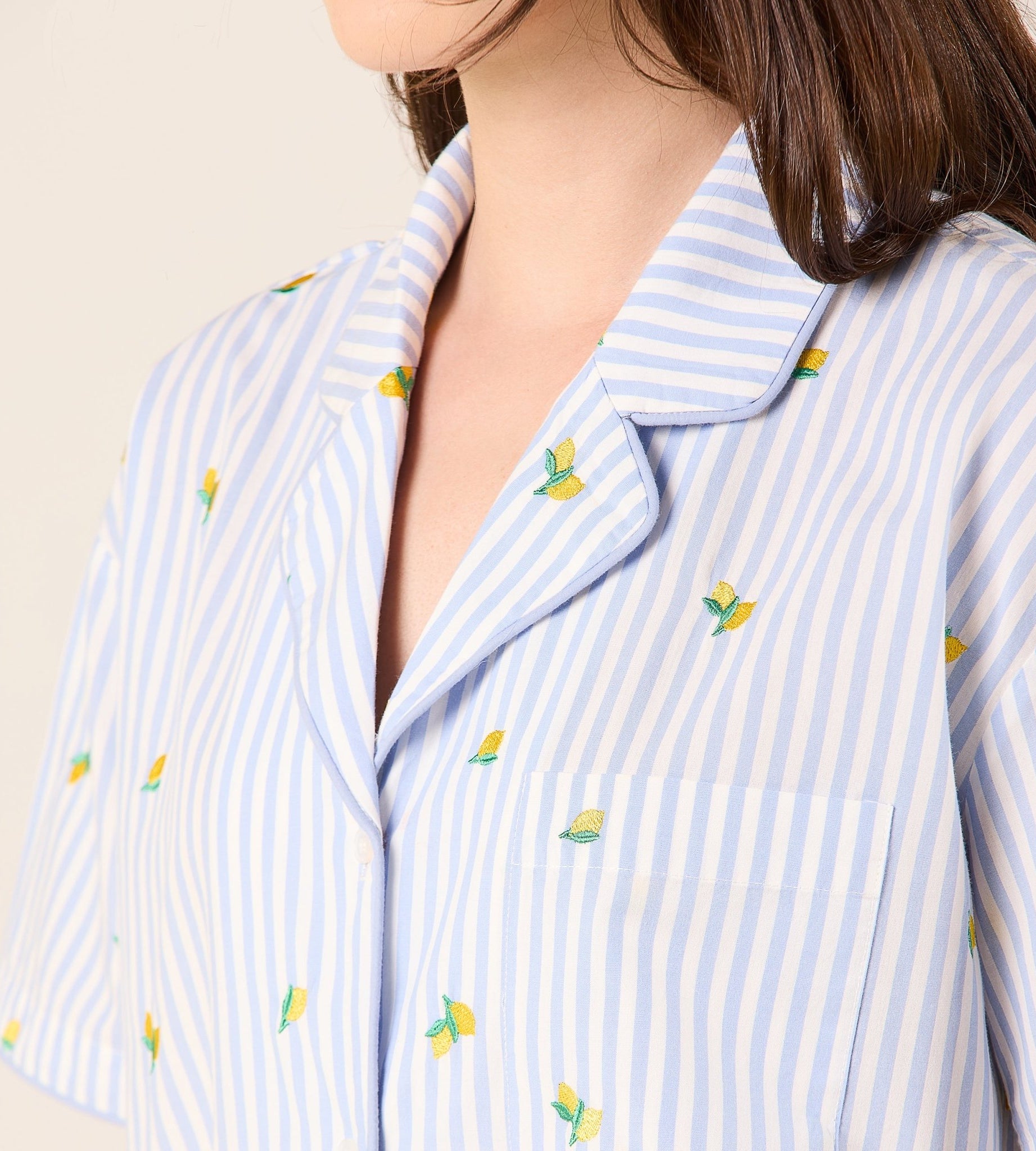 Cotton Poplin Stripe Shirt in Lemon - shopaleena