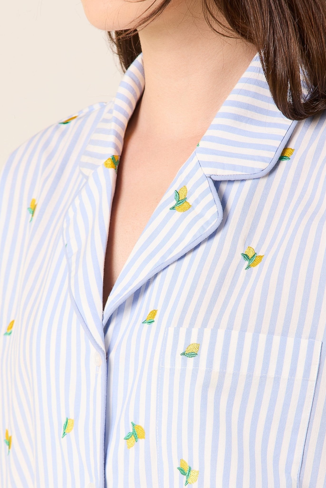 Cotton Poplin Stripe Shirt in Lemon - shopaleena
