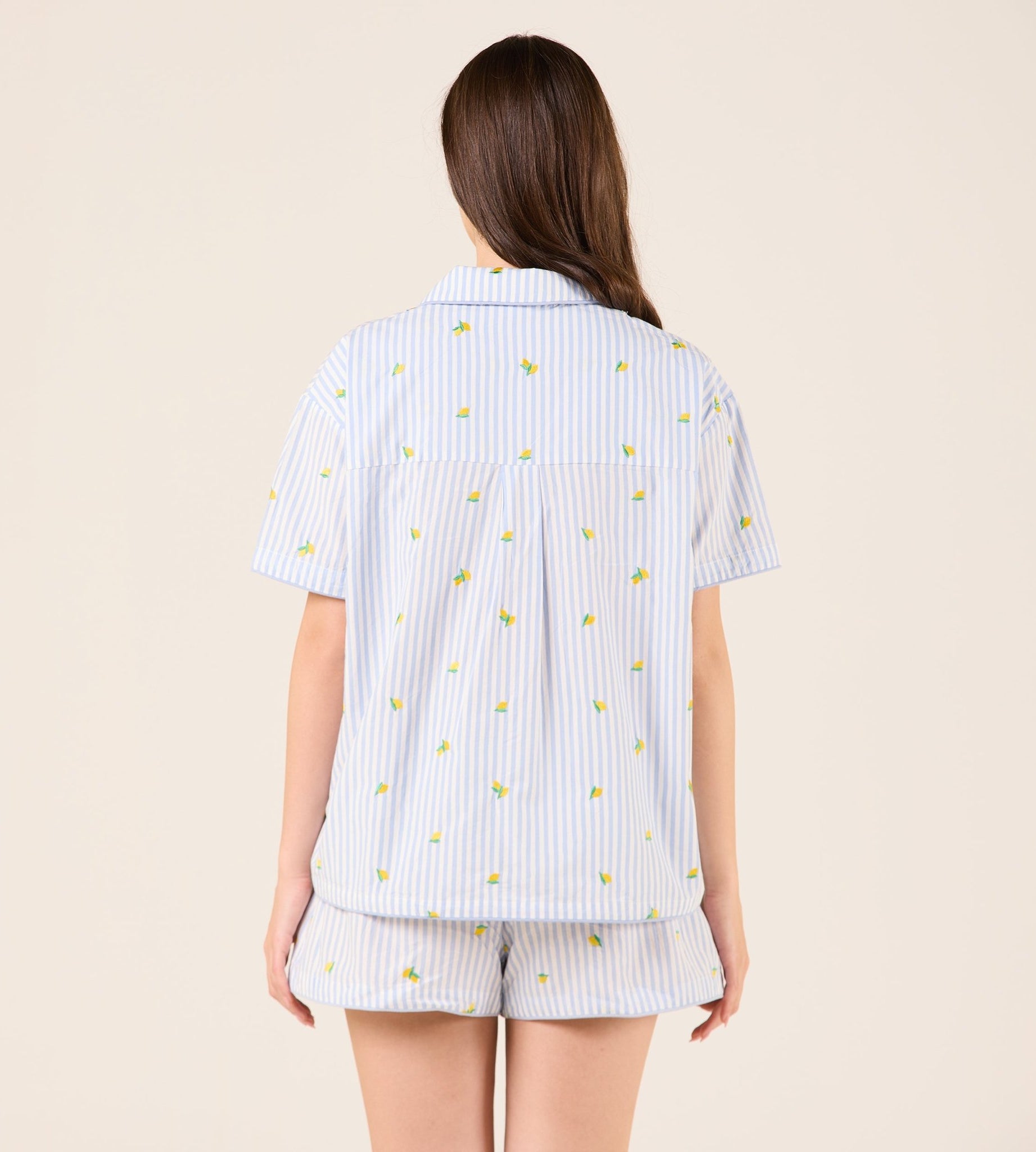 Cotton Poplin Stripe Shirt in Lemon - shopaleena