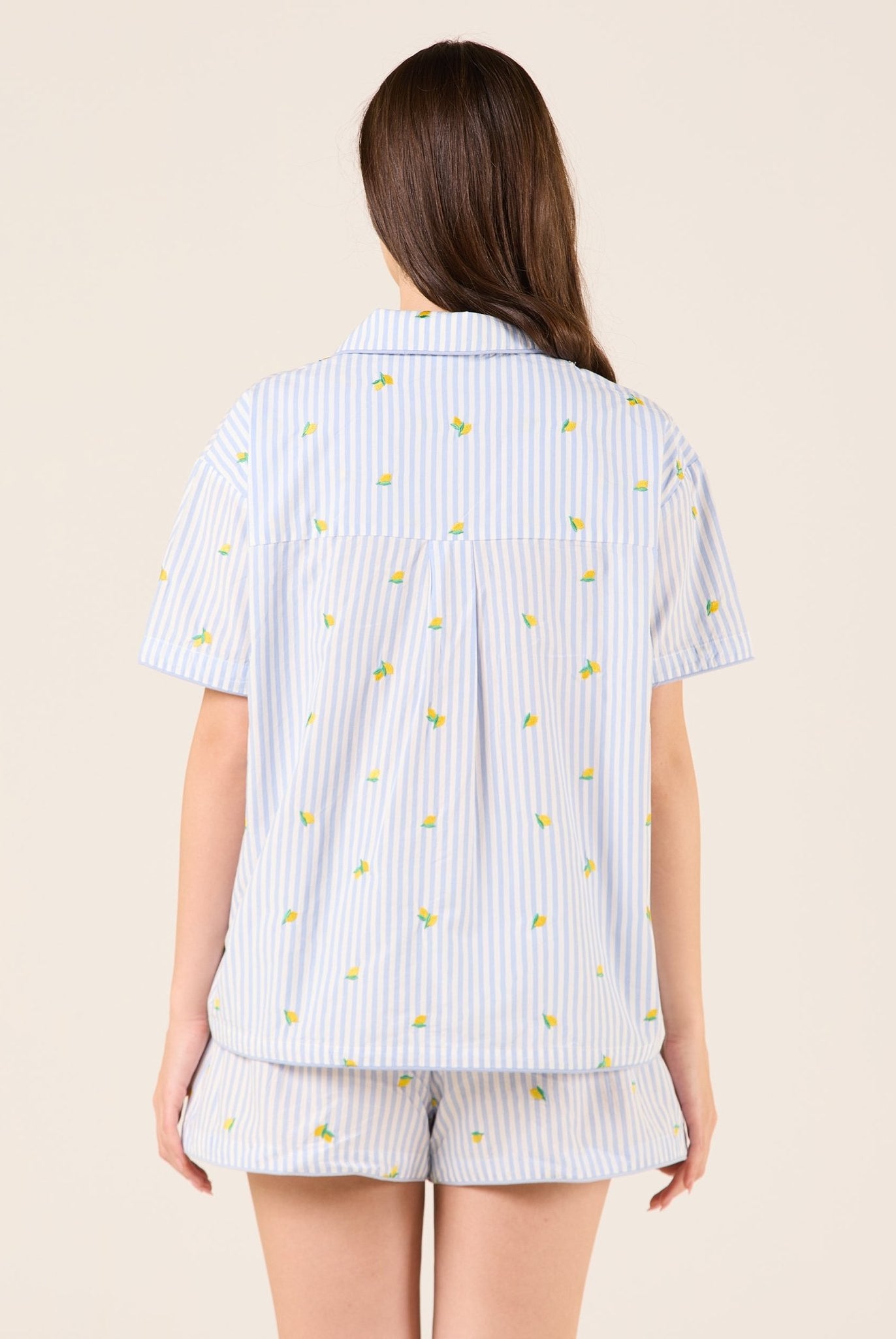 Cotton Poplin Stripe Shirt in Lemon - shopaleena