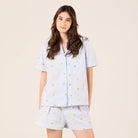 Cotton Poplin Stripe Shorts in Lemon - shopaleena