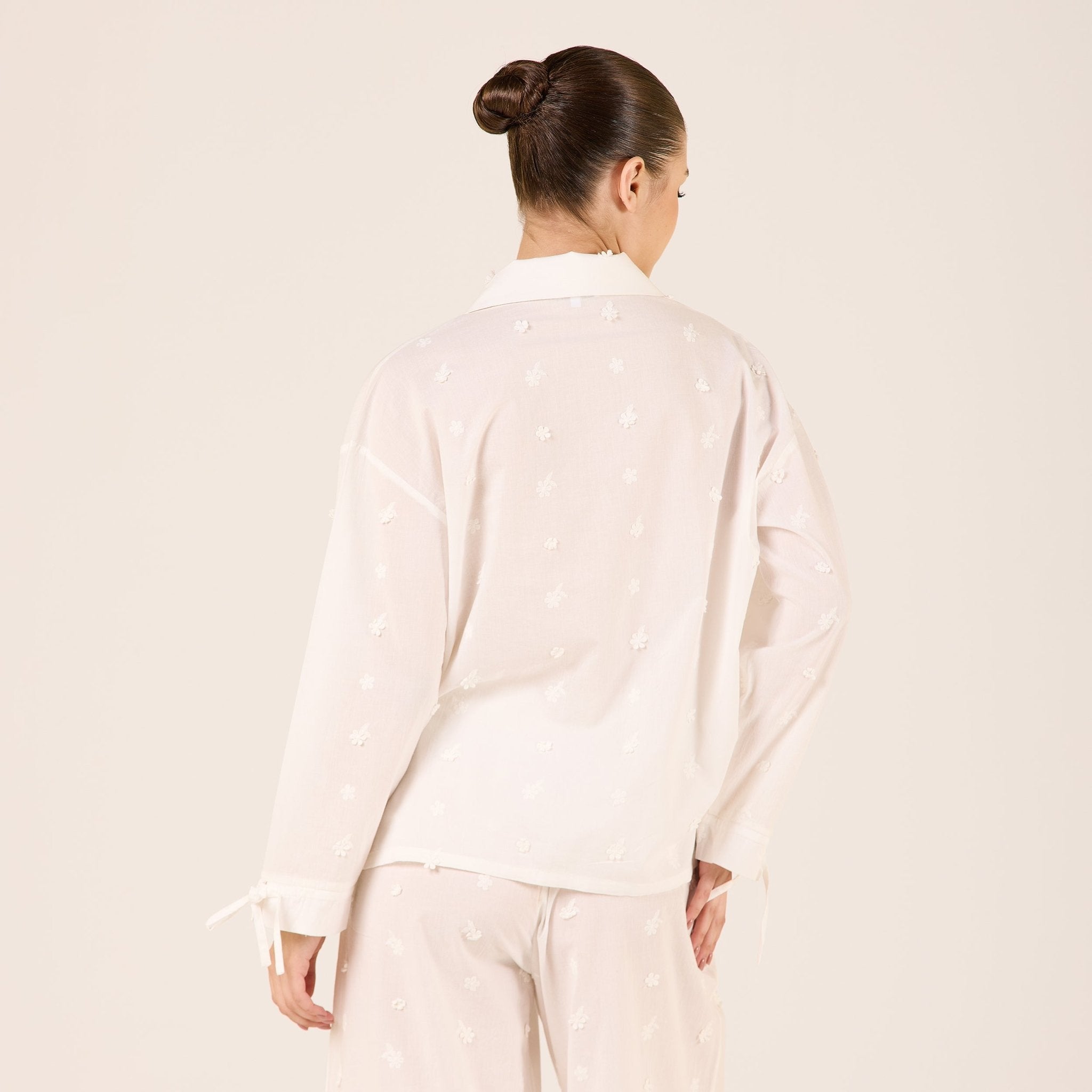 Cotton Shirt with Ribbon Details - shopaleena