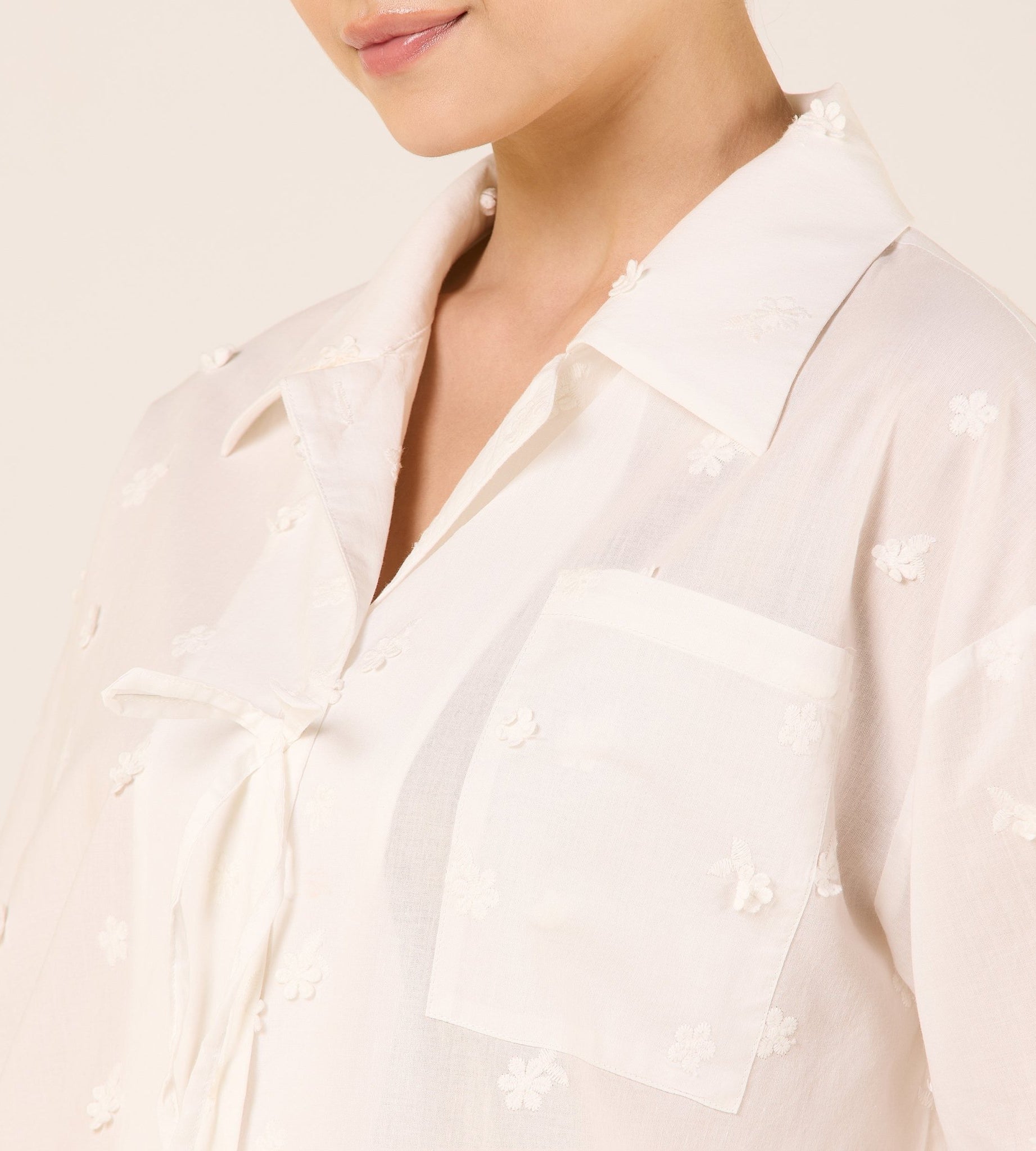 Cotton Shirt with Ribbon Details - shopaleena