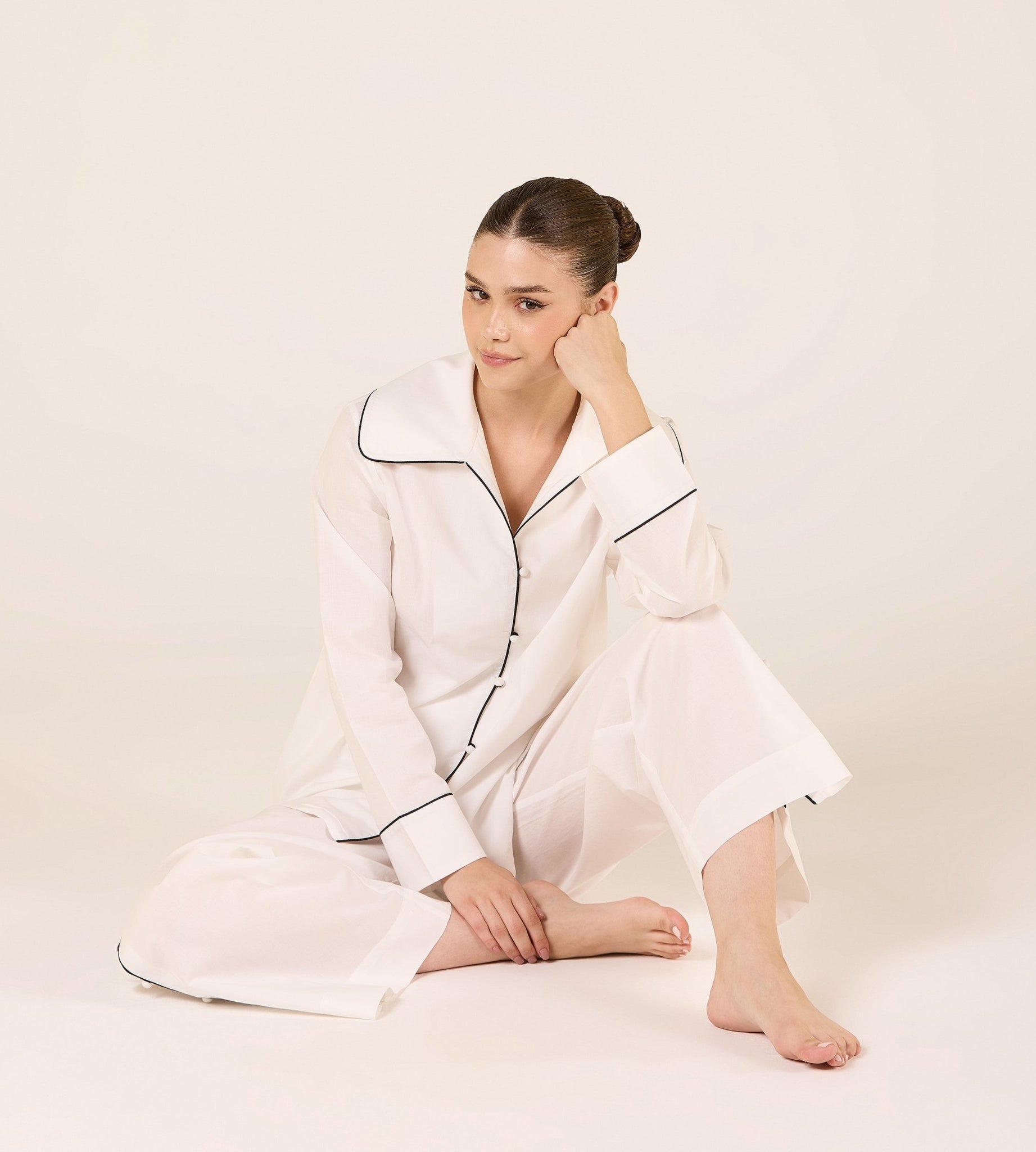 Cotton Side Button Elastic Waist Pants - shopaleena