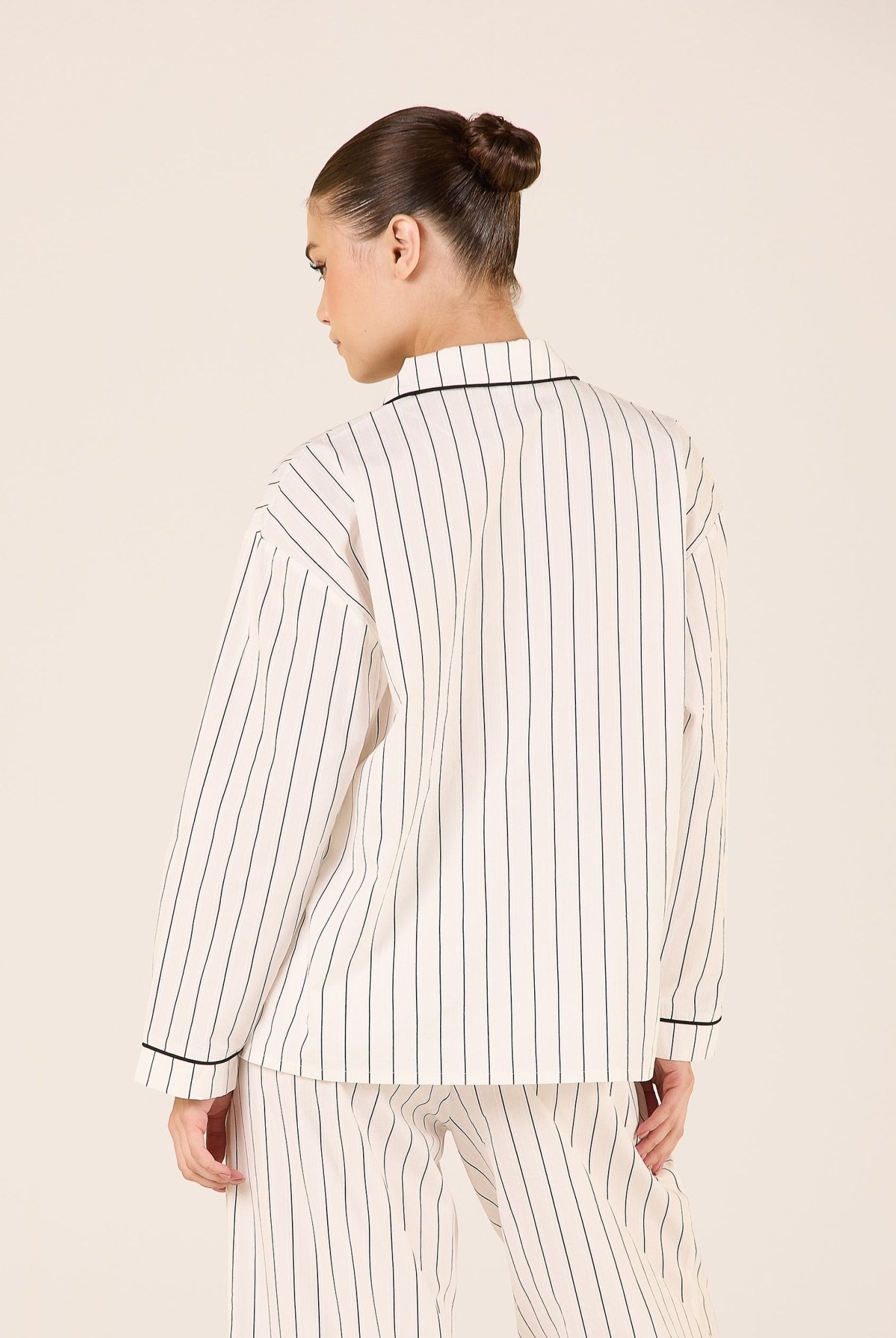 Cotton Stripe Shirt with Embroidered Pocket - shopaleena