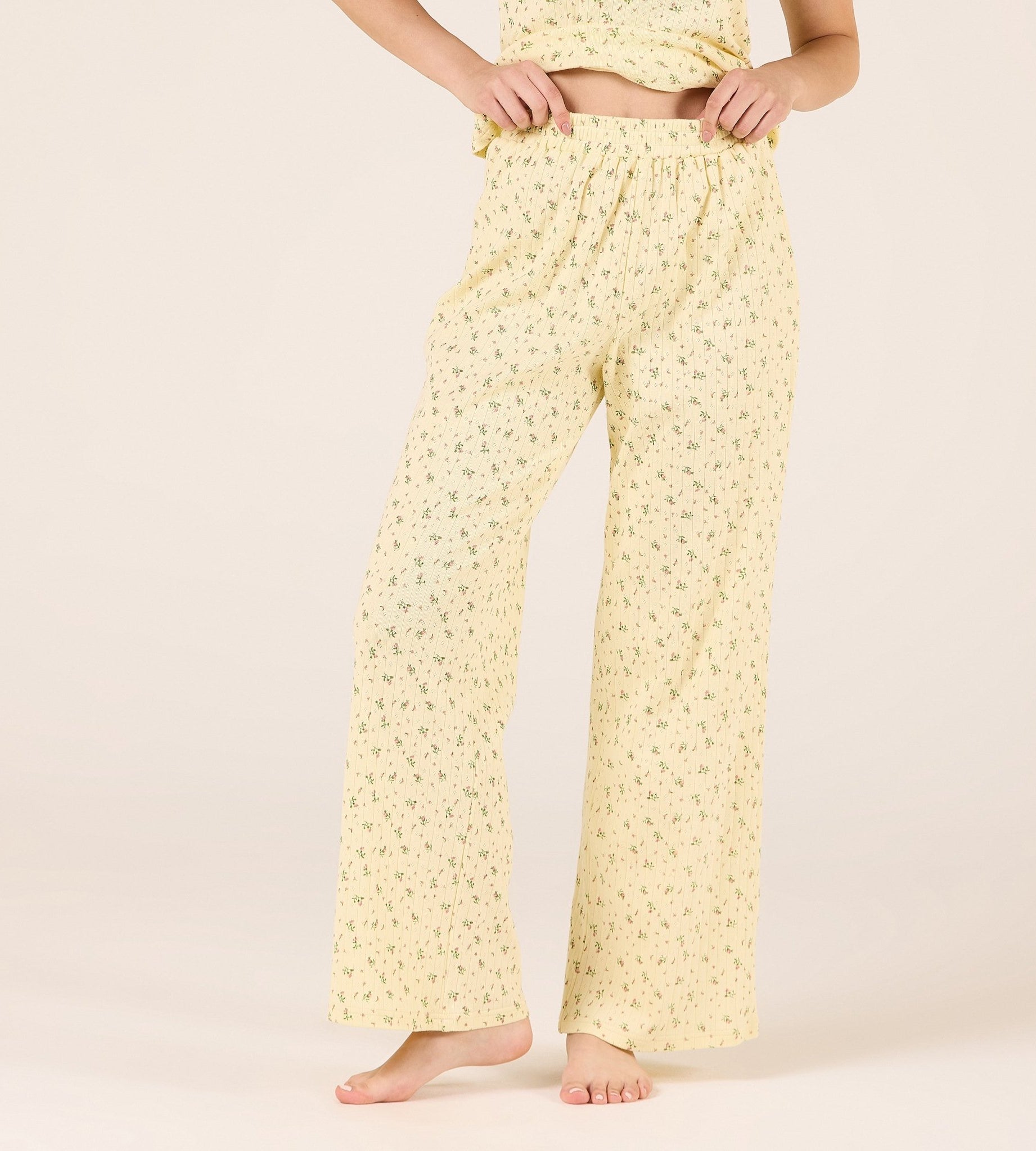 Cotton Wide Leg Pants with Elastic Waist - shopaleena