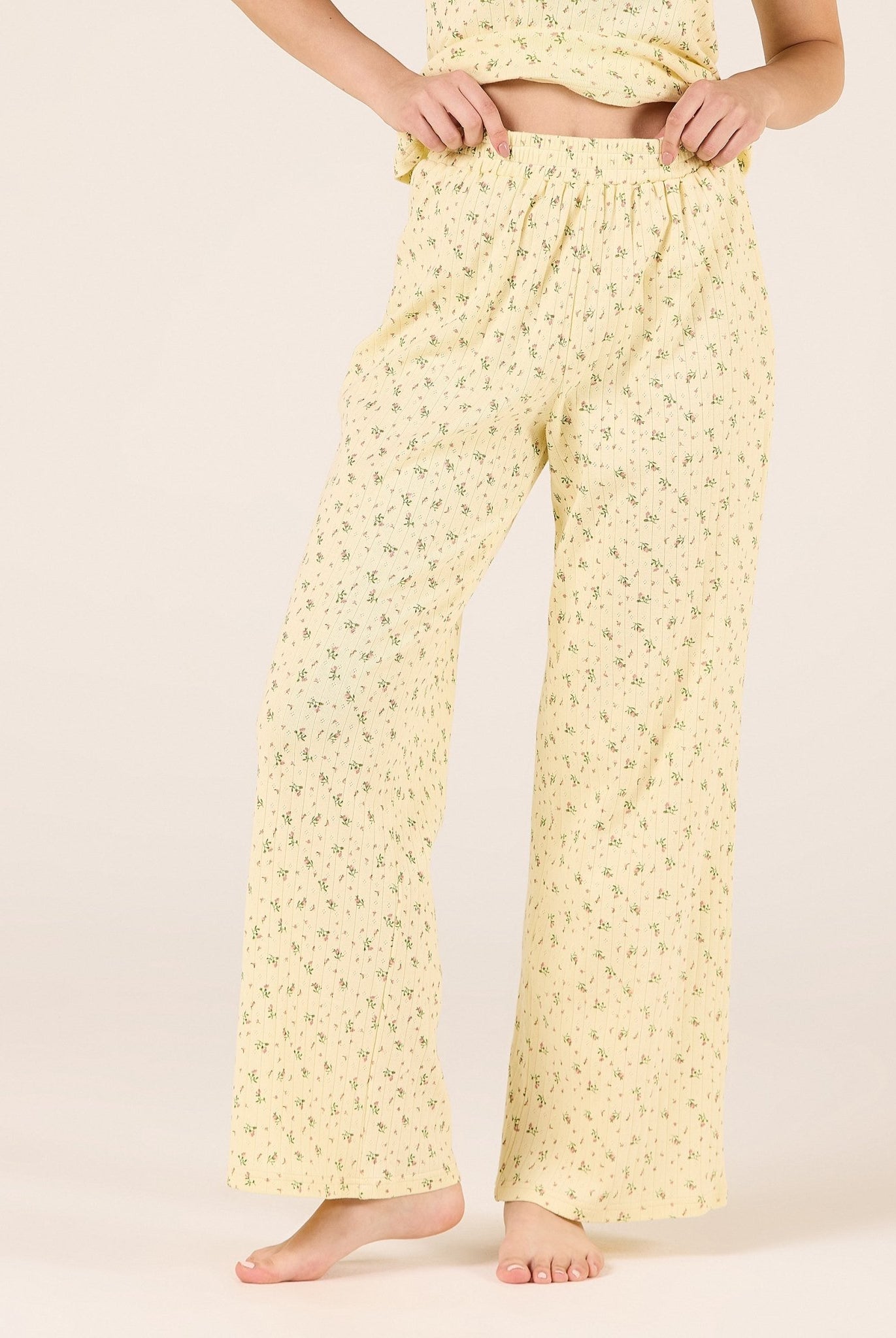 Cotton Wide Leg Pants with Elastic Waist - shopaleena