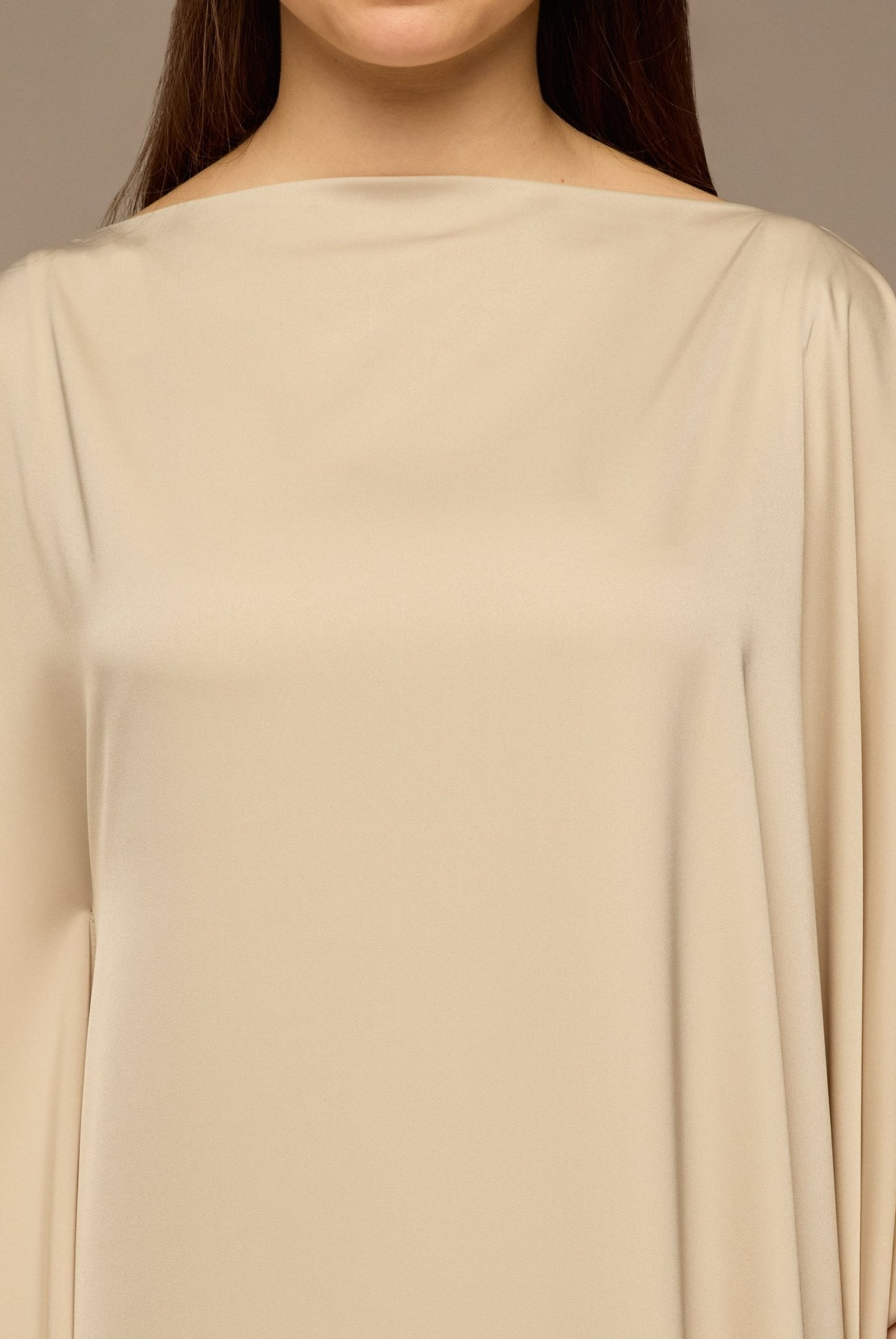 Cream Satin Cape Drape Kaftan - shopaleena