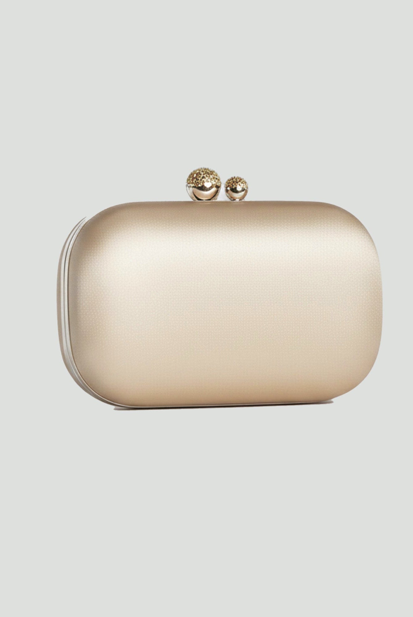 Creamy Gold Oval Satin Clutch - shopaleena