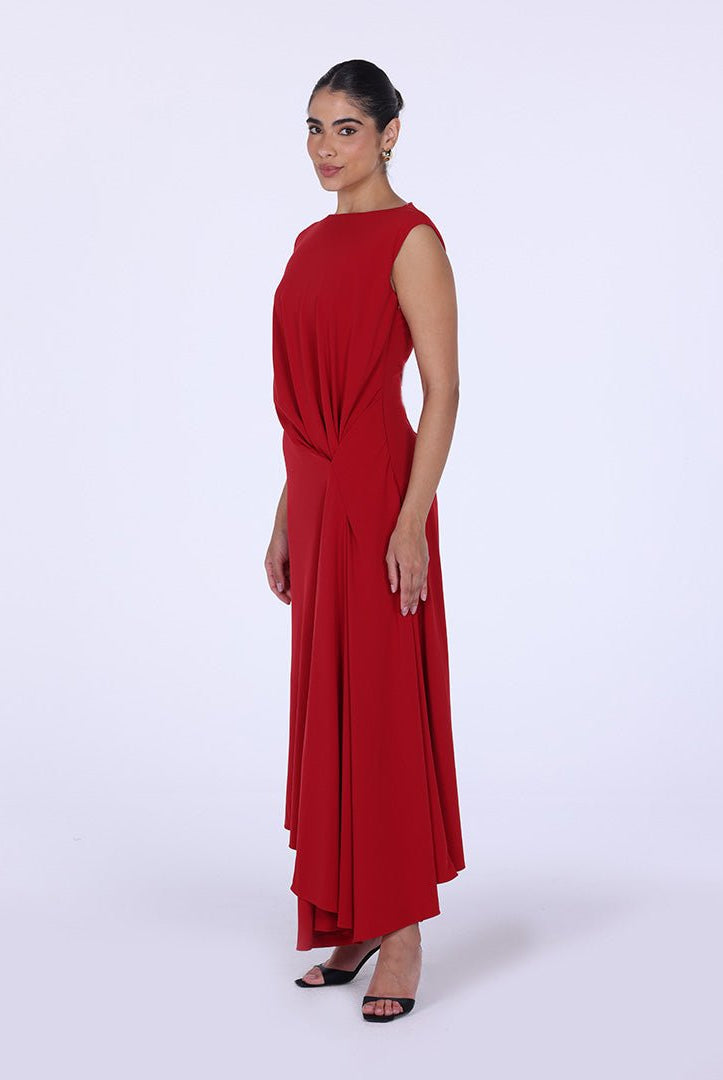 Crepe Asymmetric Cut Maxi dress - shopaleena