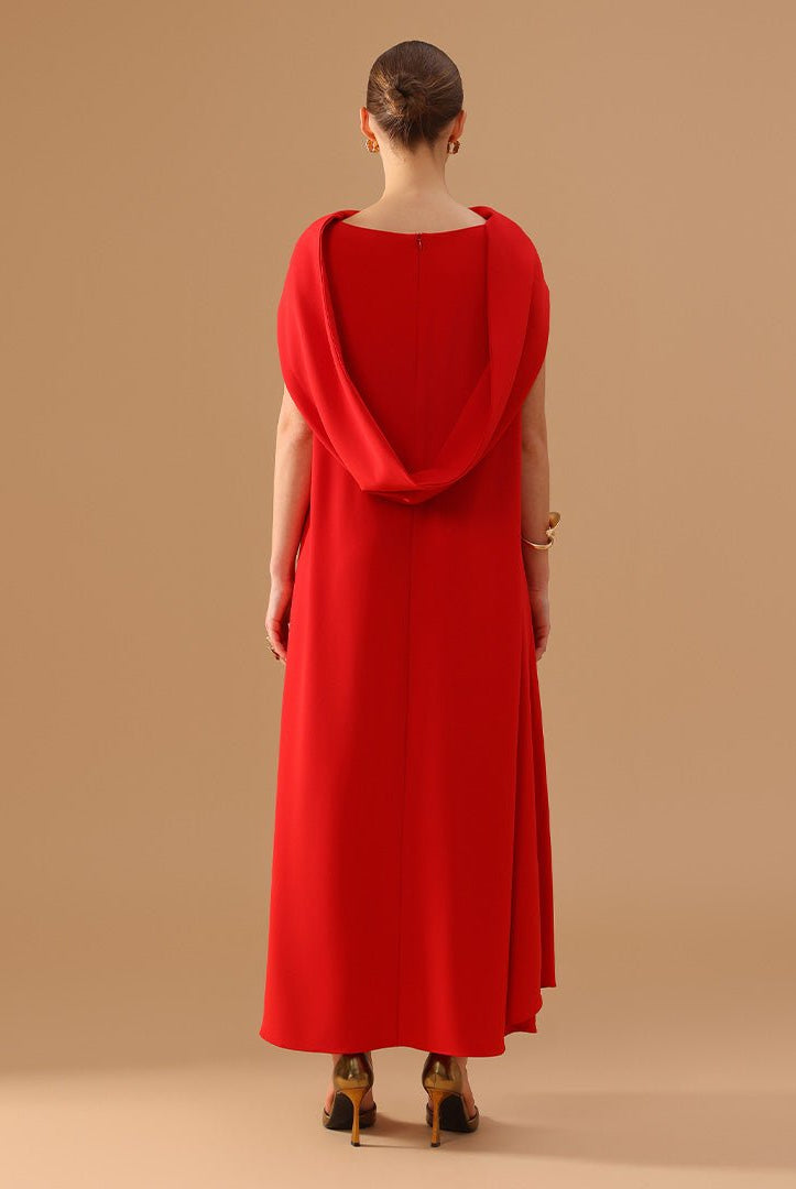 Crepe Cape - Collar Sleeveless Dress - shopaleena