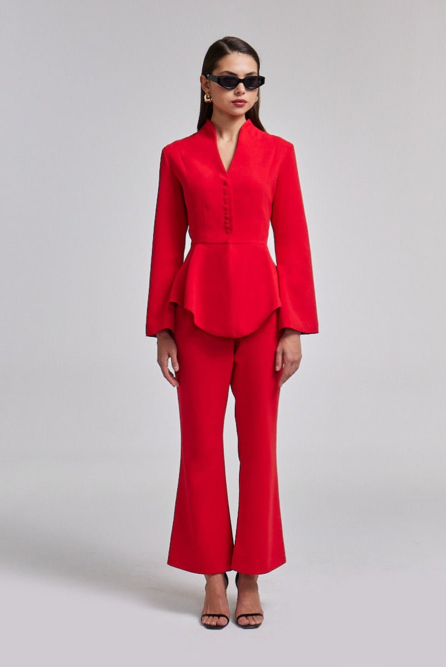 Crepe High - Collar Peplum Top - shopaleena