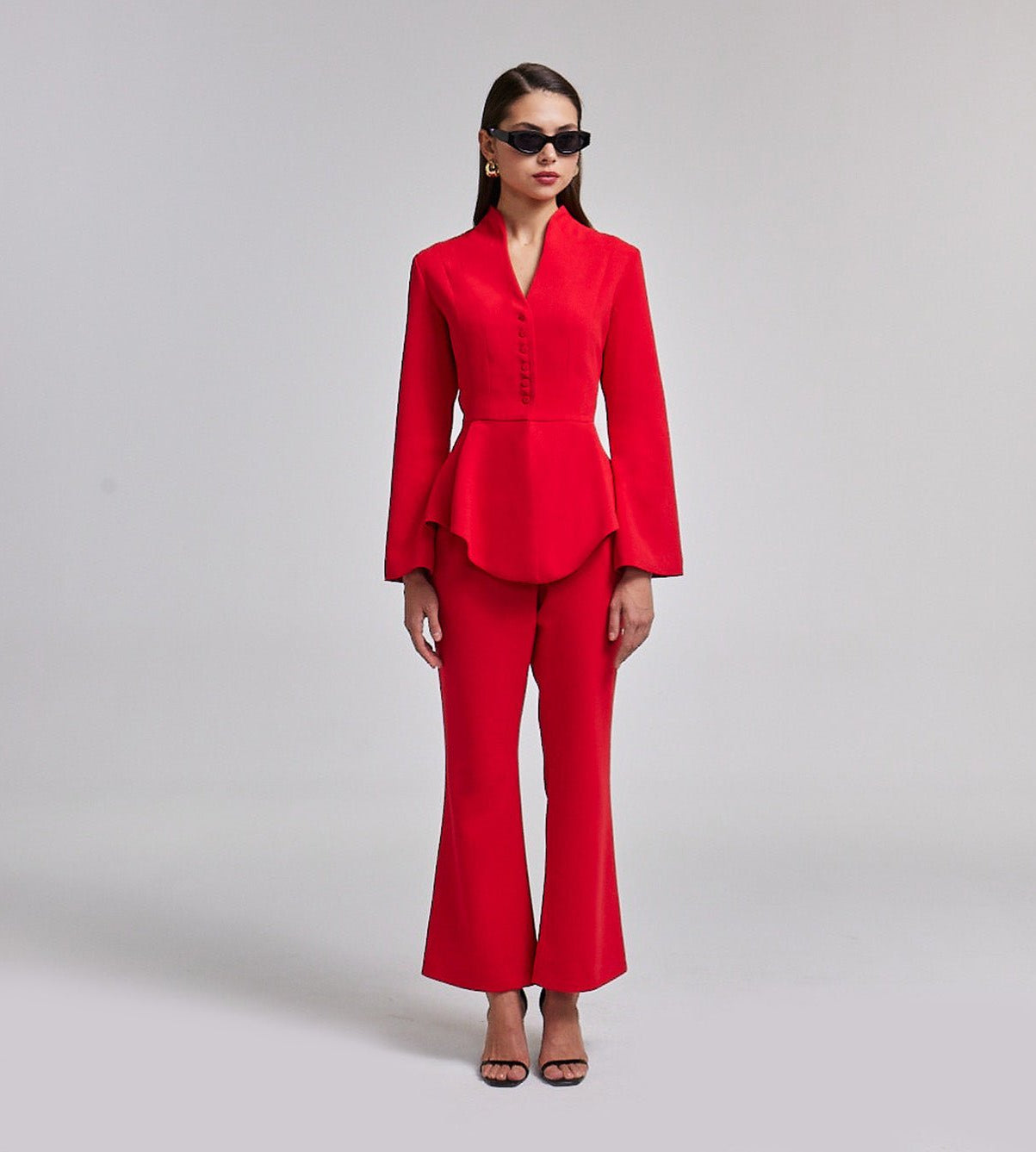 Crepe High - Collar Peplum Top - shopaleena