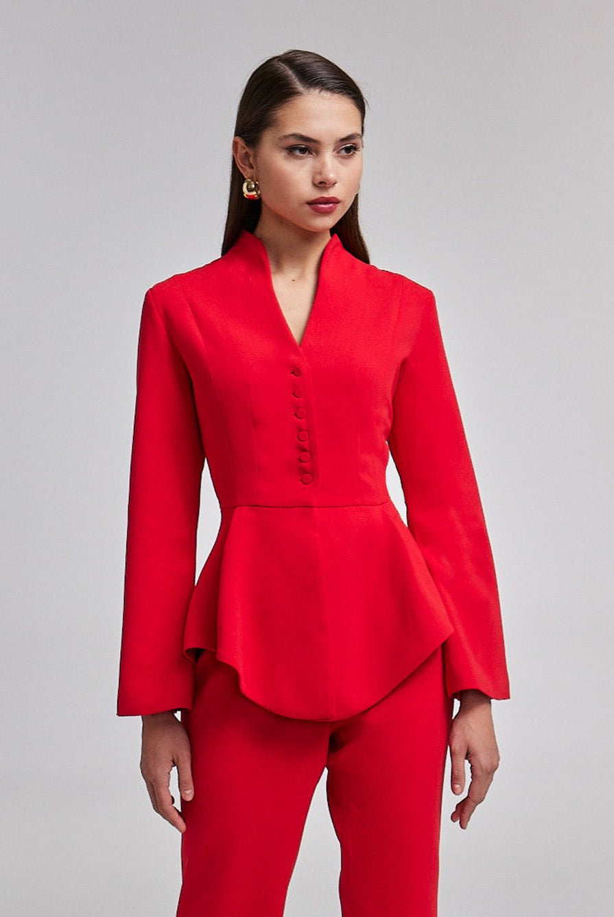 Crepe High - Collar Peplum Top - shopaleena