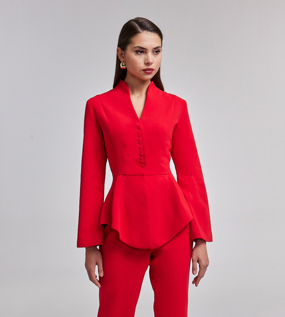 Crepe High - Collar Peplum Top - shopaleena