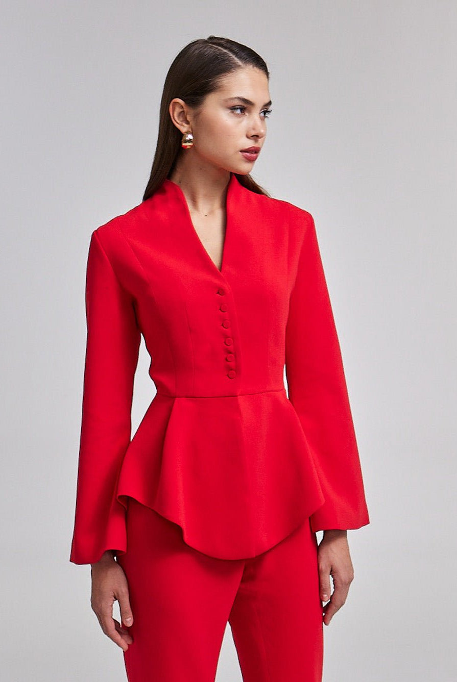 Crepe High - Collar Peplum Top - shopaleena