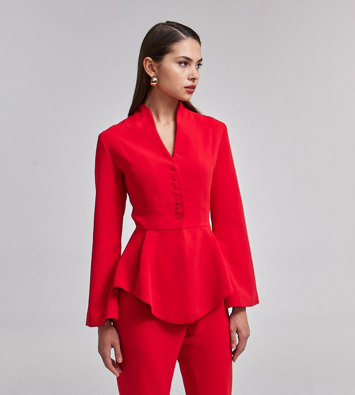 Crepe High - Collar Peplum Top - shopaleena