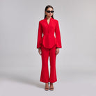 Crepe High Waist Flared Pants - shopaleena