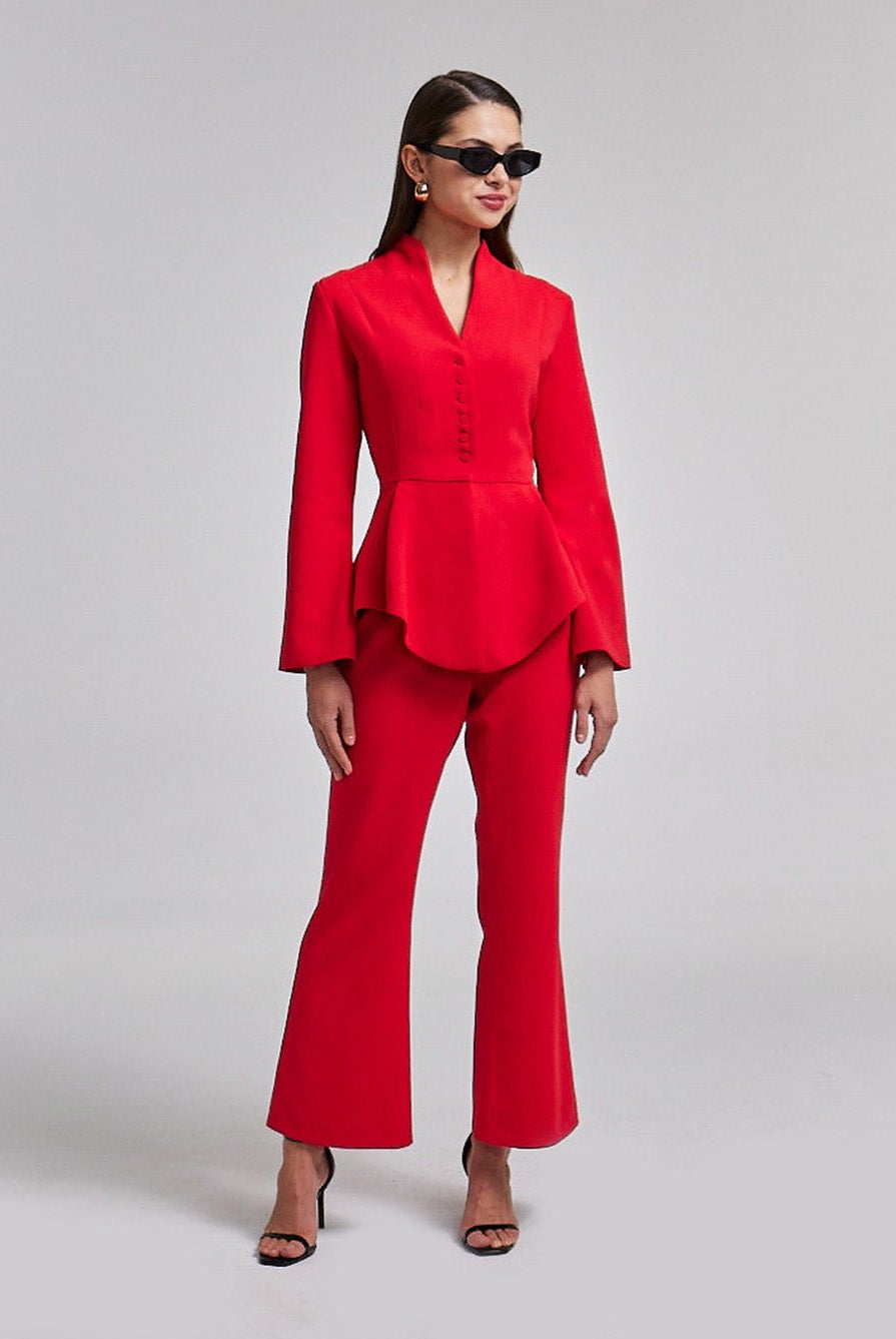 Crepe High Waist Flared Pants - shopaleena