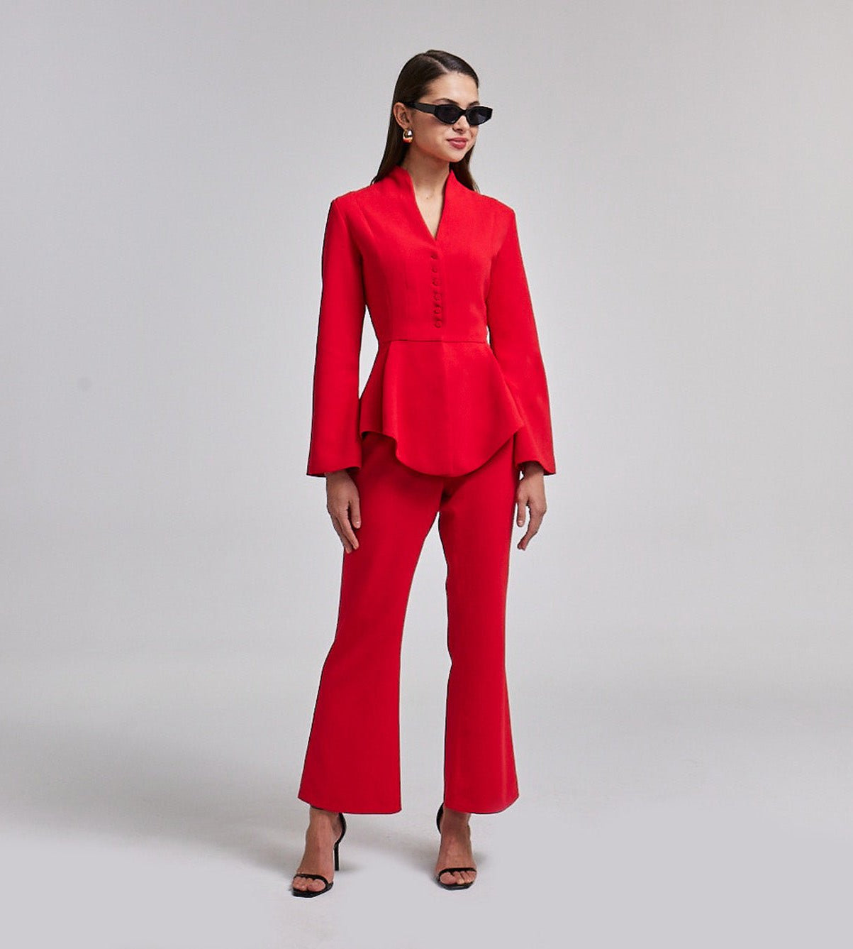Crepe High Waist Flared Pants - shopaleena