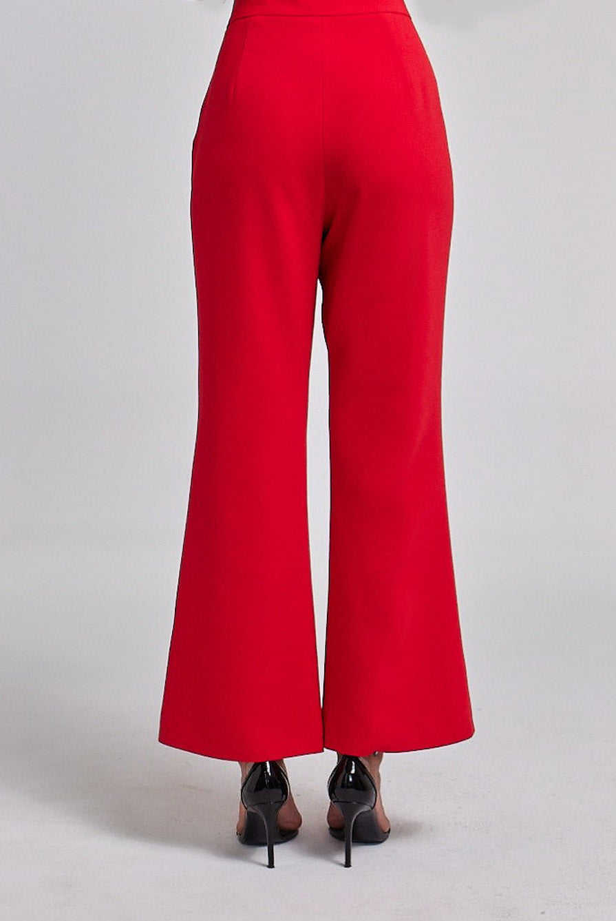 Crepe High Waist Flared Pants - shopaleena