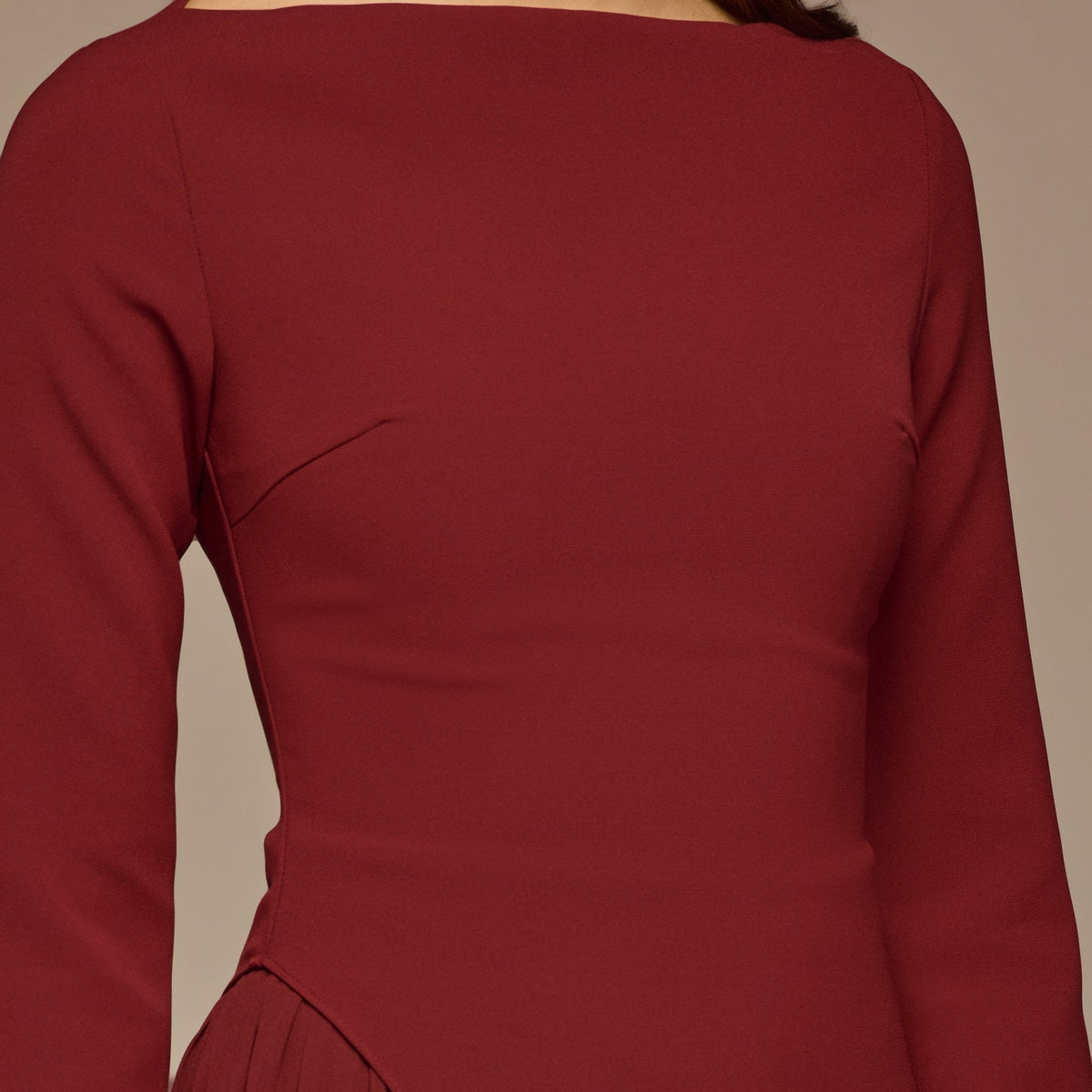 Crepe Maxi Dress with Side Pleated Panel - shopaleena