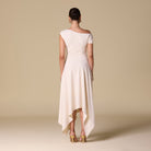 Crepe Off Shoulder Asymmetric Midi Dress - shopaleena