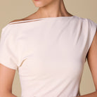 Crepe Off Shoulder Asymmetric Midi Dress - shopaleena