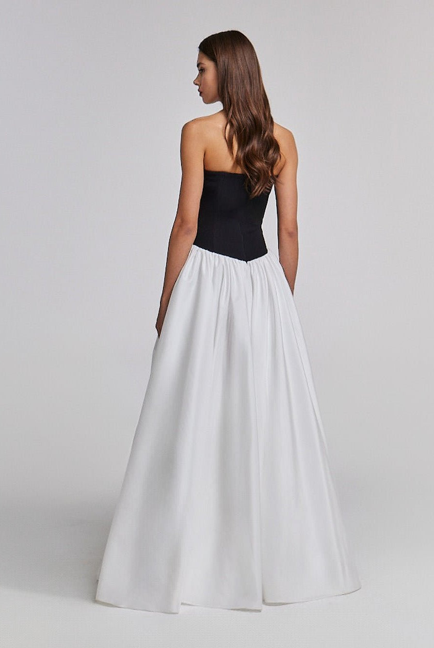 Crepe - Taffeta Contrast Gown - shopaleena