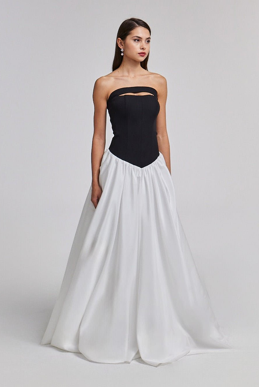 Crepe - Taffeta Contrast Gown - shopaleena
