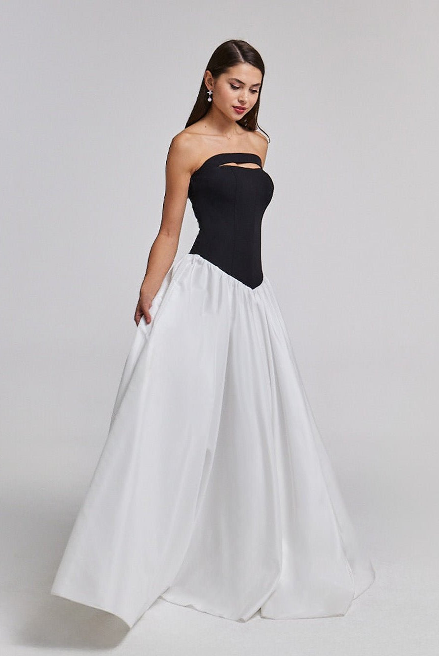 Crepe - Taffeta Contrast Gown - shopaleena