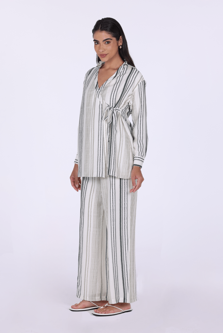 Crinkle Stripe Viscose Wide Leg Pants - shopaleena