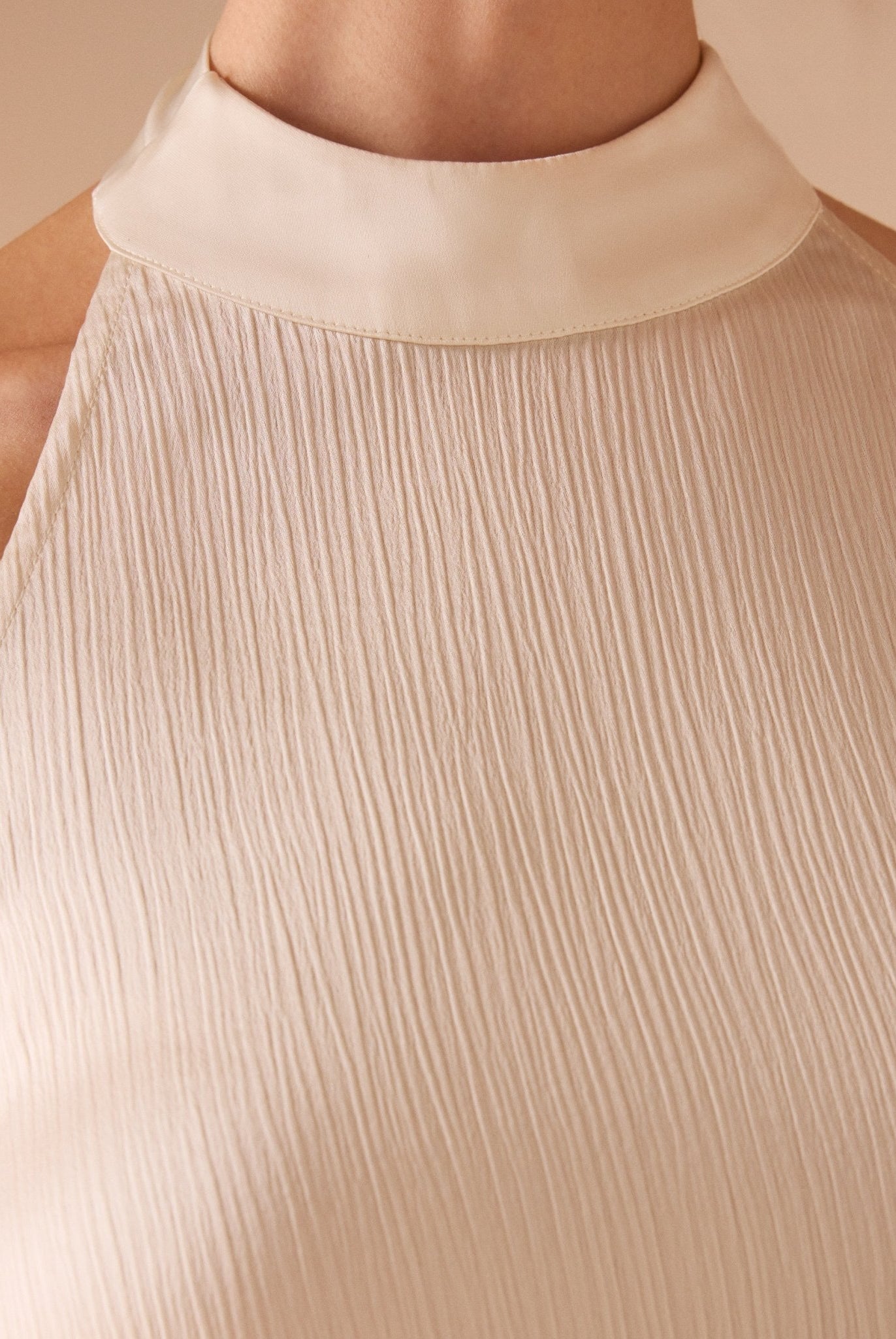 Crinkled satin Halter Neck Top - shopaleena