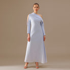 Cut - out Sleeve Linen one - shoulder dress - shopaleena