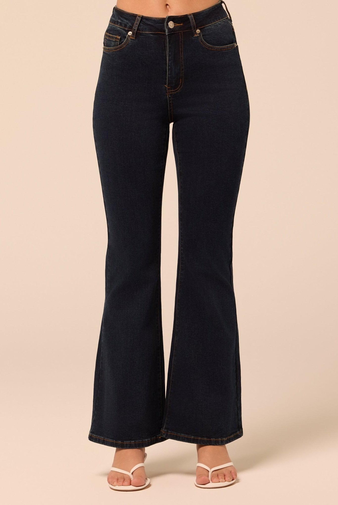 Dark Blue Flare Jeans - shopaleena