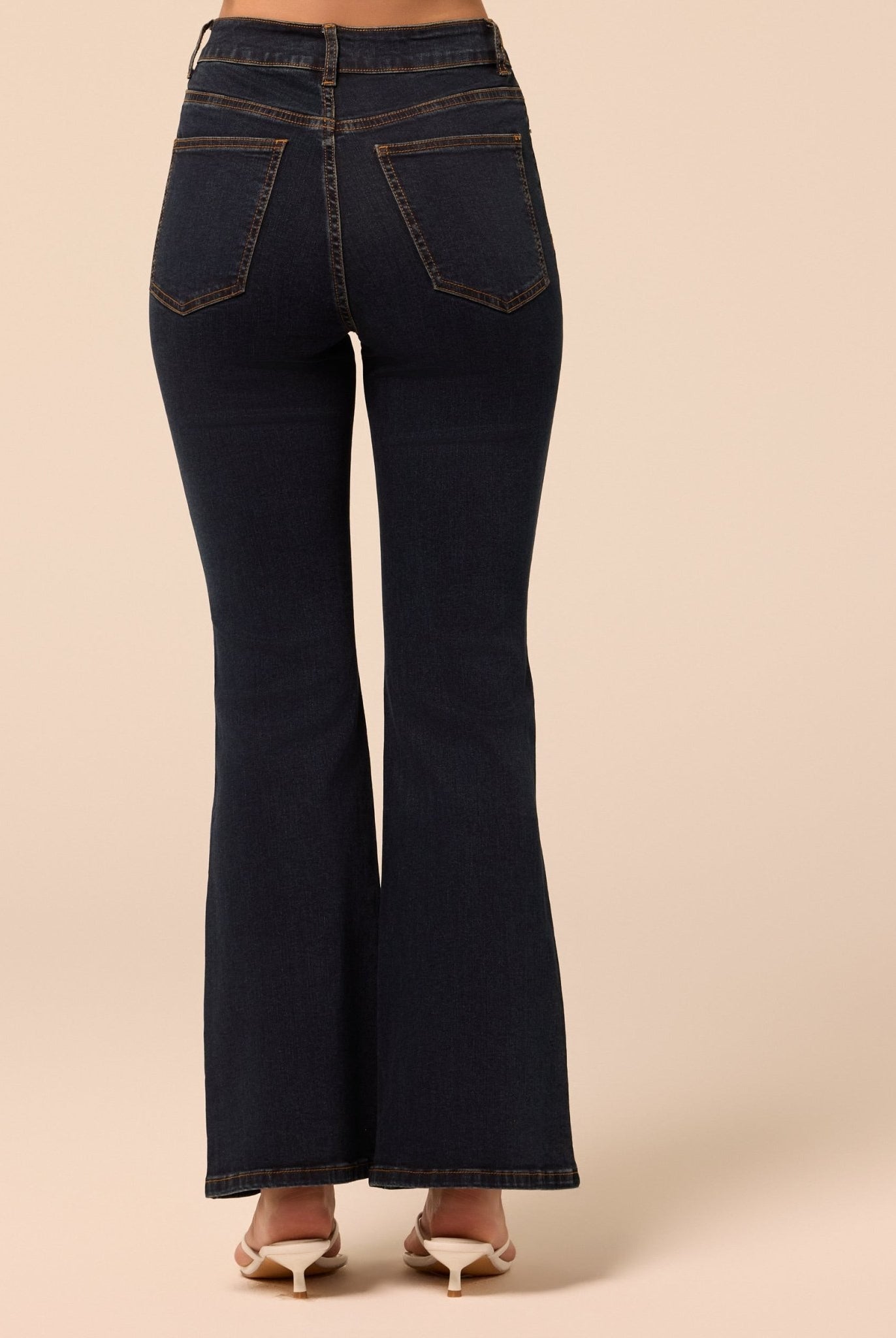 Dark Blue Flare Jeans - shopaleena