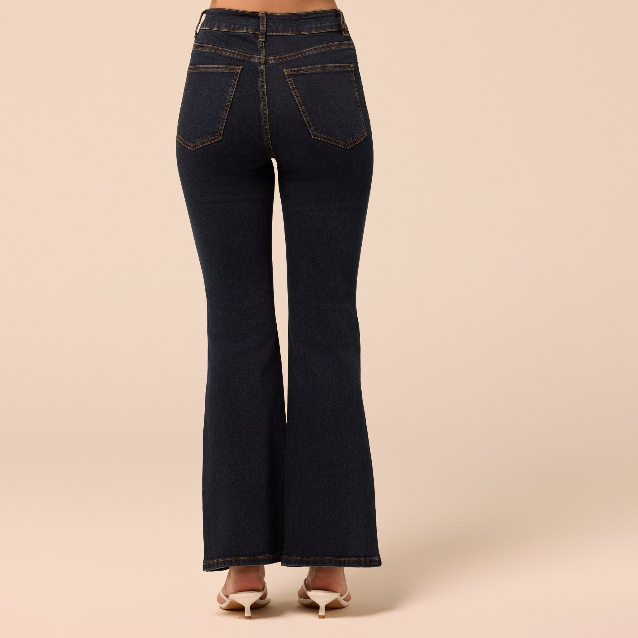 Dark Blue Flare Jeans - shopaleena
