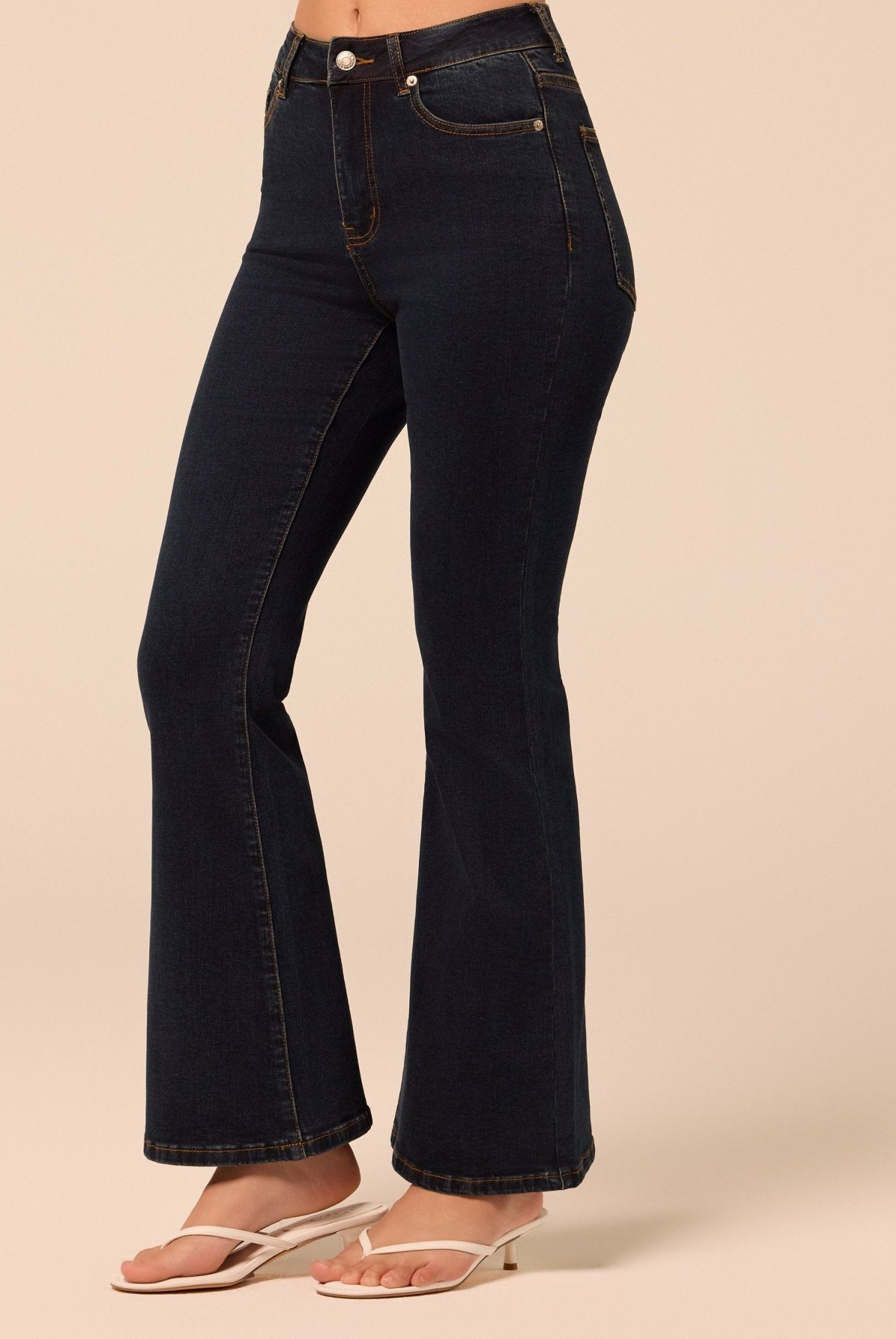 Dark Blue Flare Jeans - shopaleena