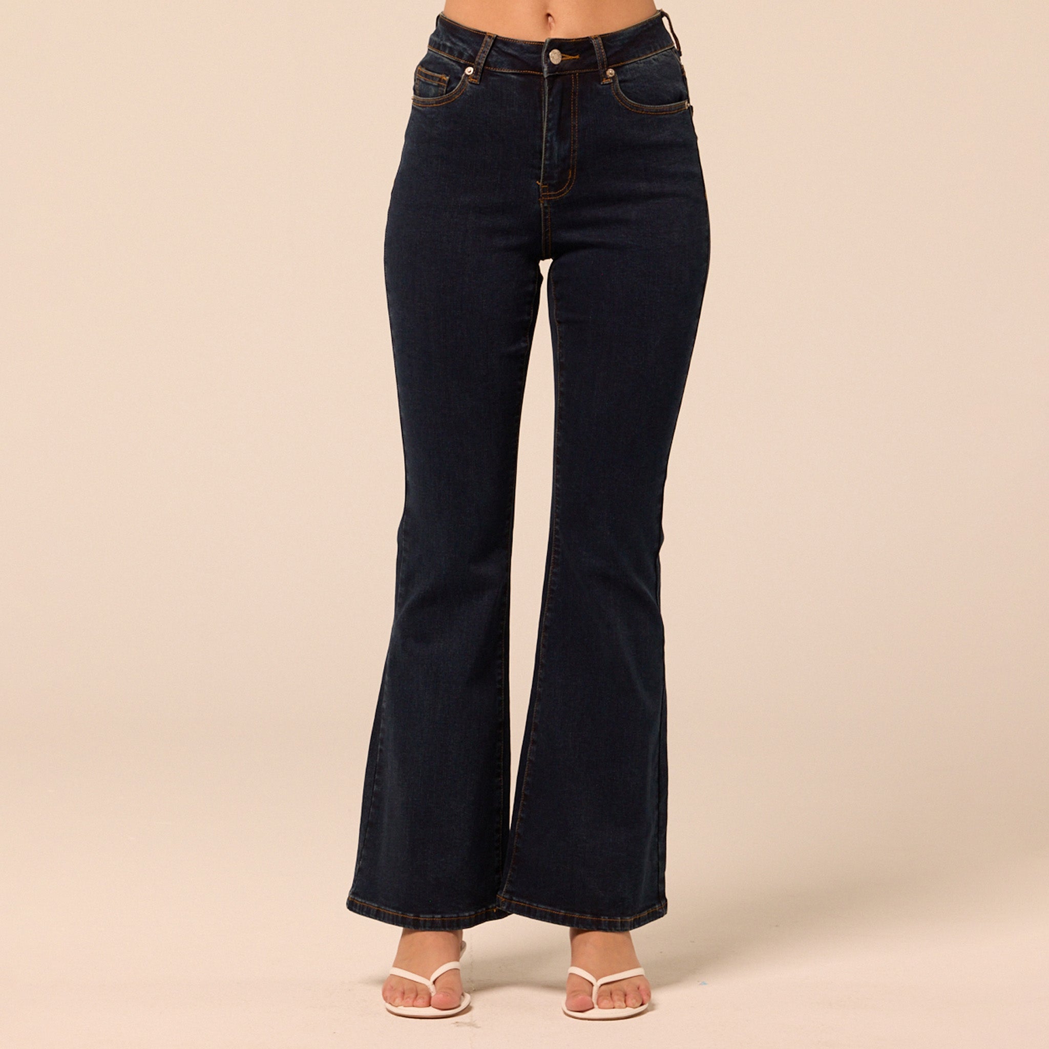 Dark Blue Flare Jeans - shopaleena