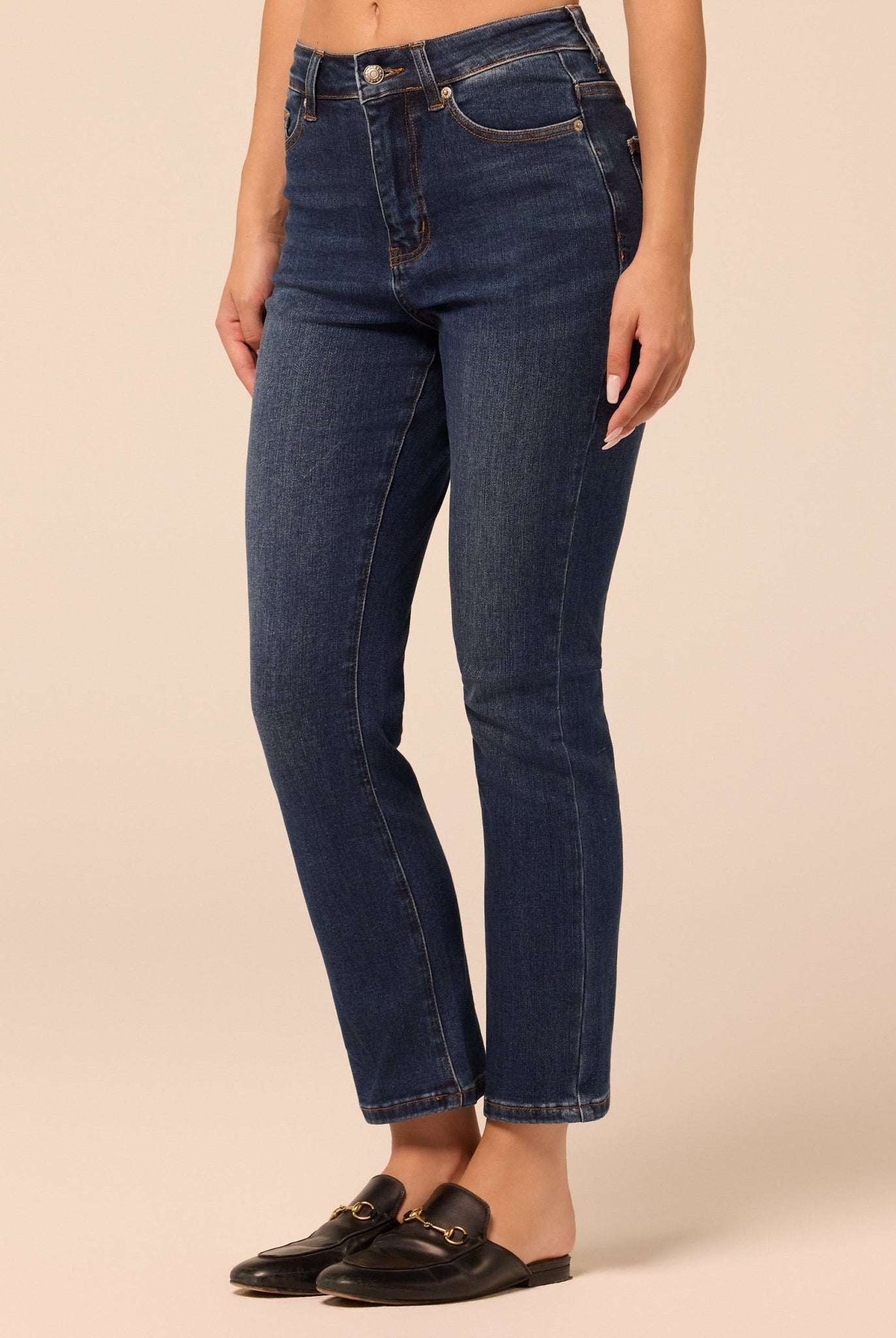 Dark Blue Straight Leg Jeans - shopaleena