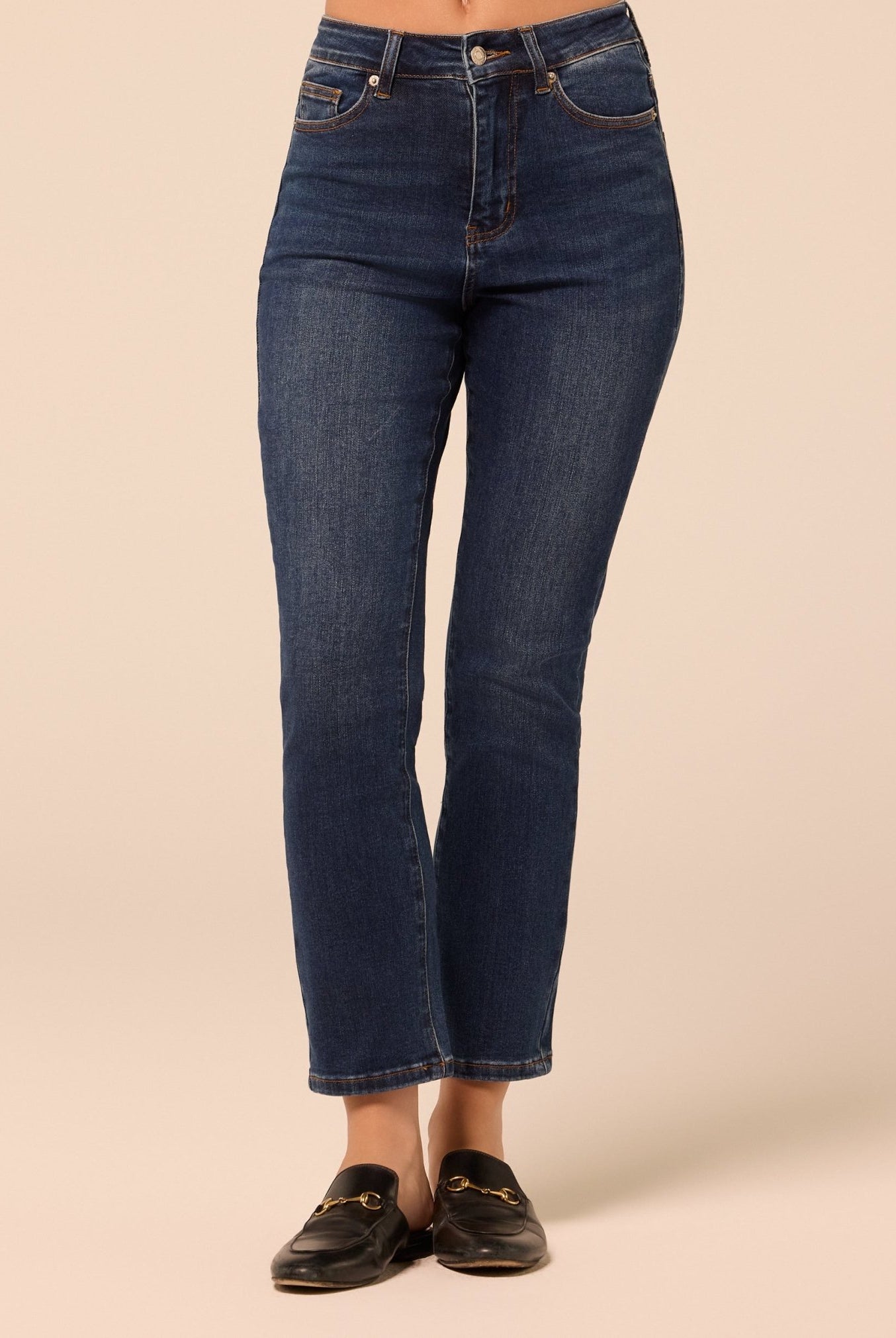 Dark Blue Straight Leg Jeans - shopaleena