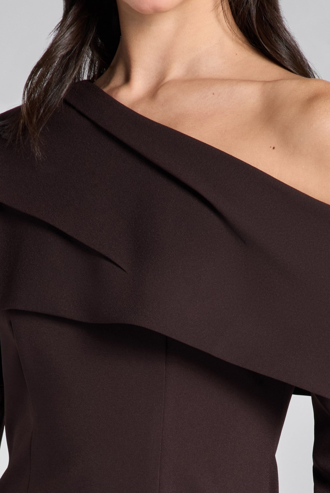 Dark Brown Dropped Shoulder Long Sleeve Top - shopaleena